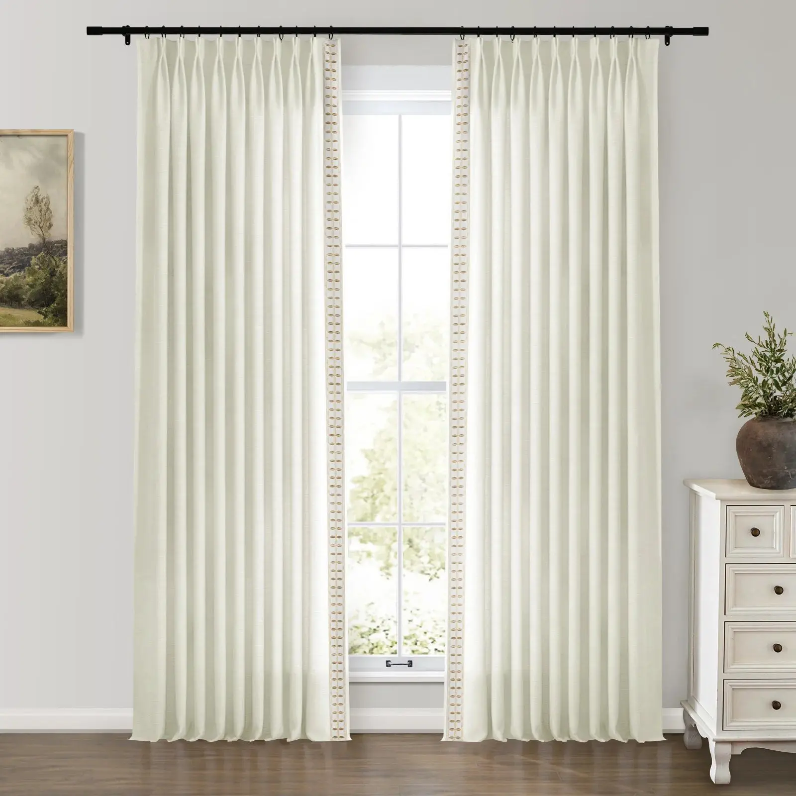 Patti Linen Curtains with Border Trim (Sold per Pair) - Image 7