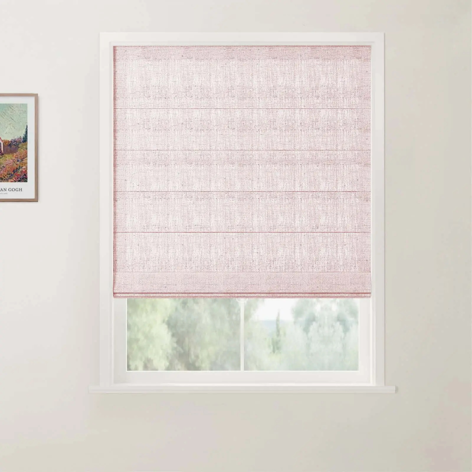TWOPAGES Patti Linen Flat Fold Roman Shade Cordless - Image 29