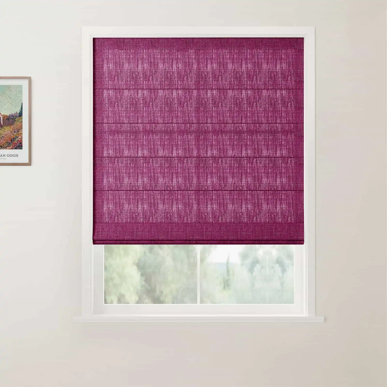 TWOPAGES Patti Linen Flat Fold Roman Shade Cordless - Image 32