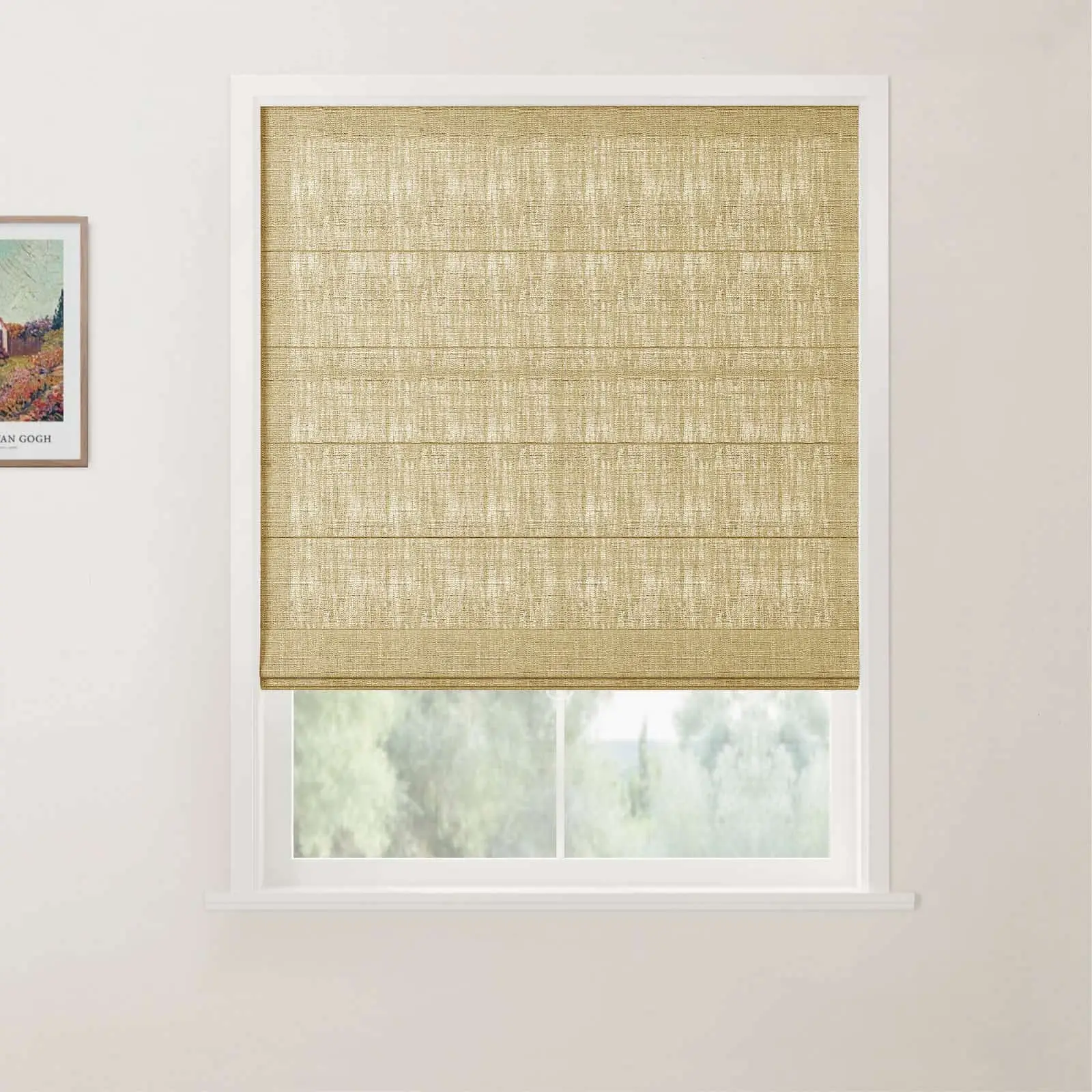 TWOPAGES Patti Linen Flat Fold Roman Shade Cordless - Image 37