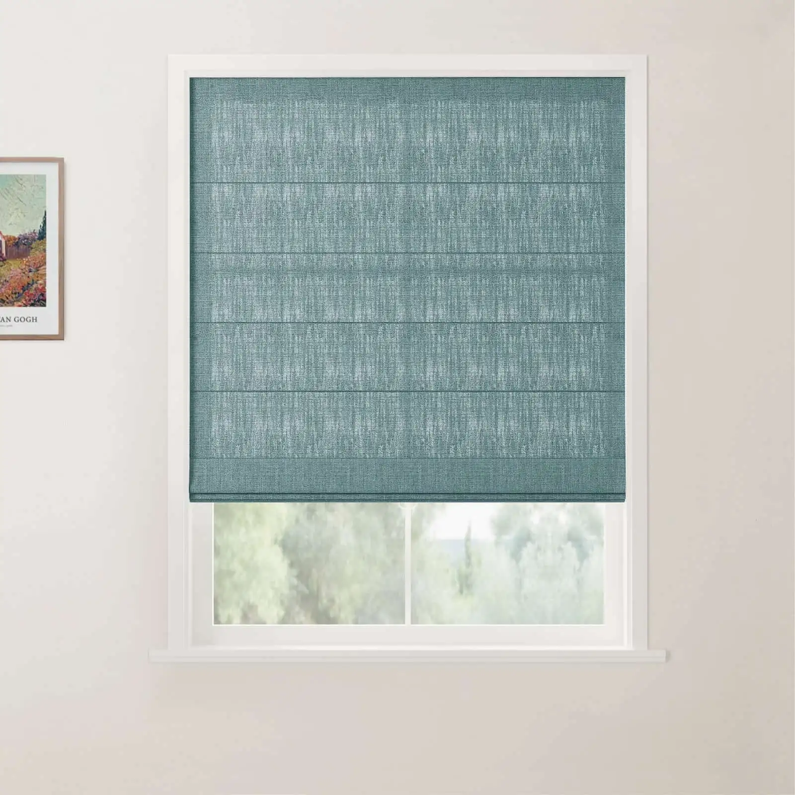 TWOPAGES Patti Linen Flat Fold Roman Shade Cordless - Image 44