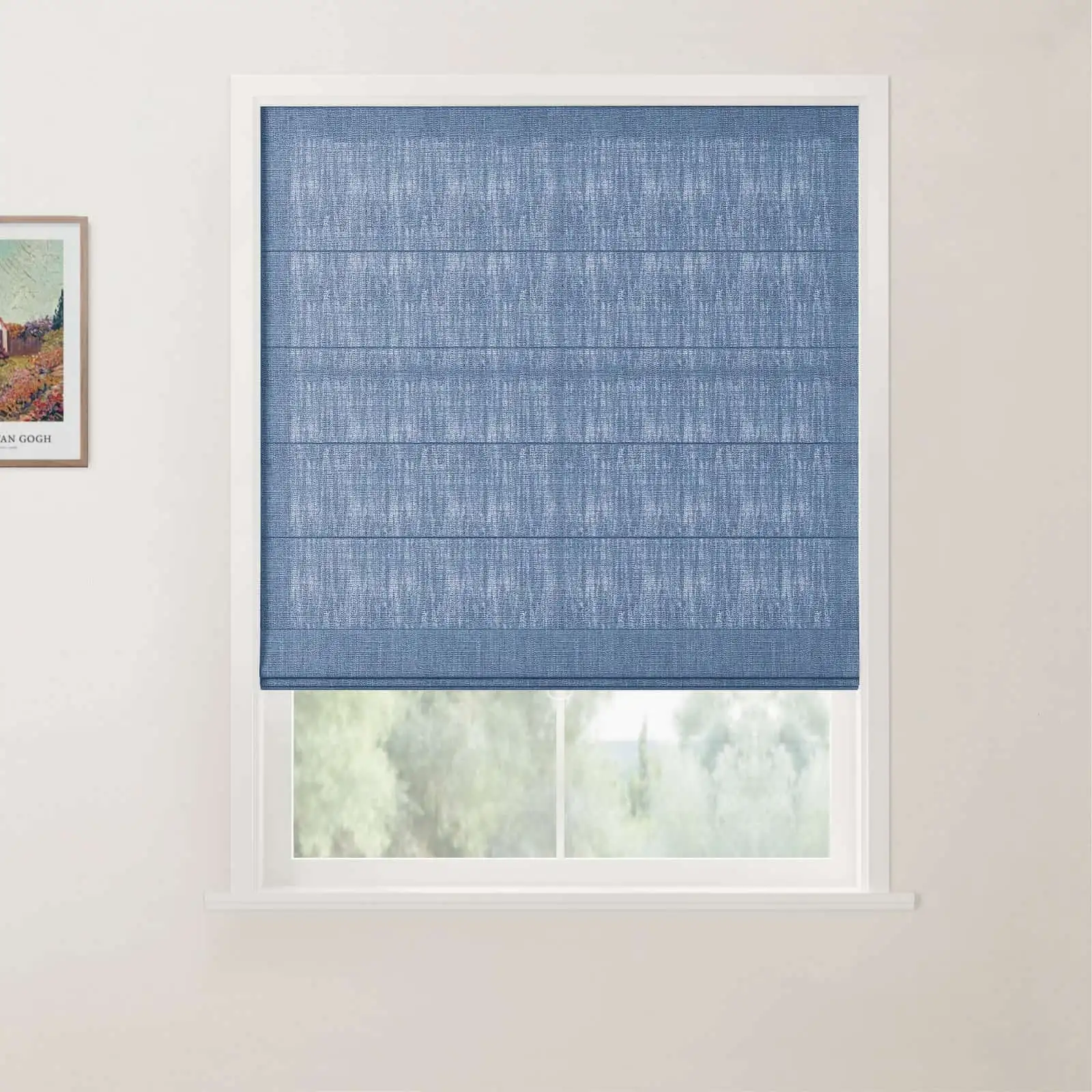 TWOPAGES Patti Linen Flat Fold Roman Shade Cordless - Image 45