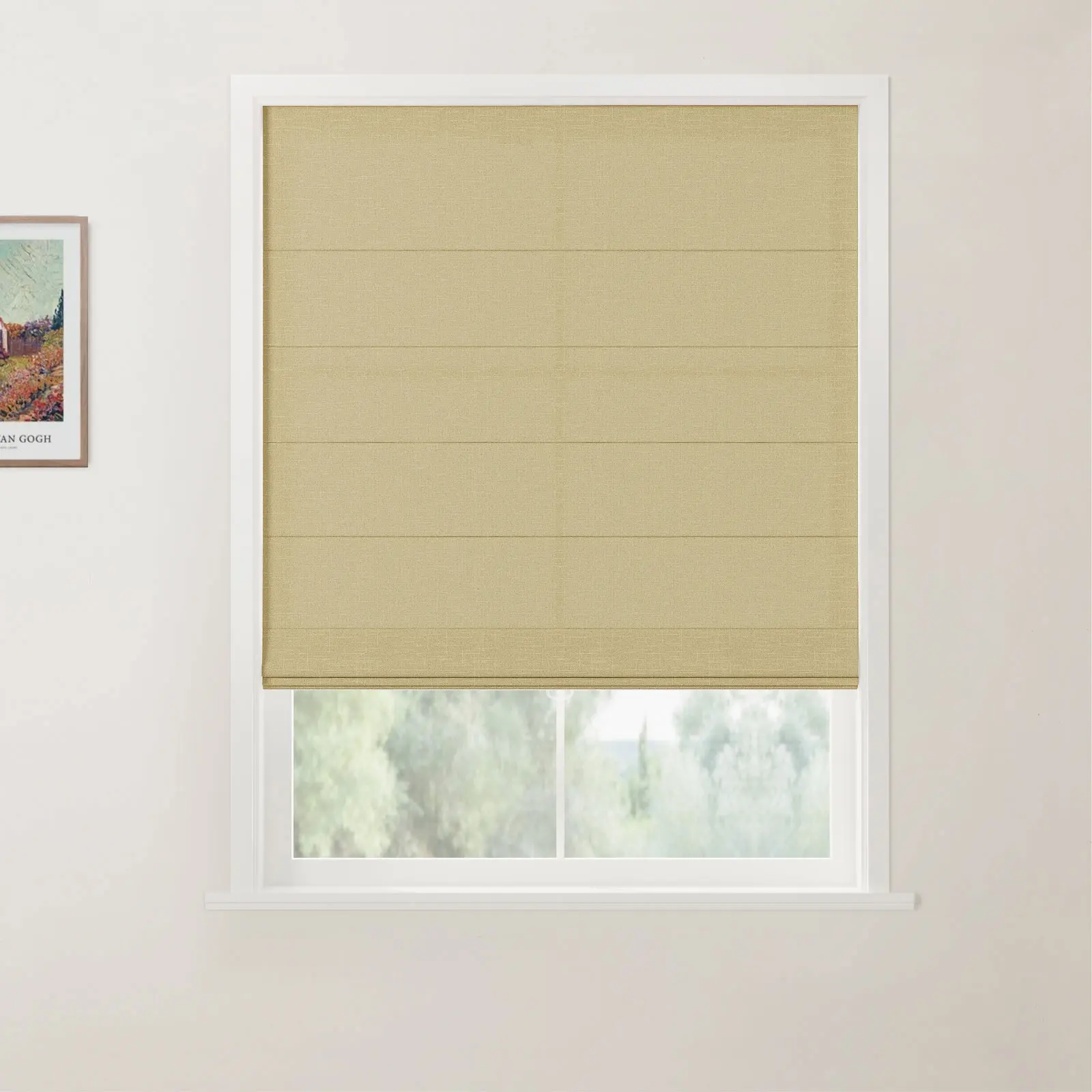 TWOPAGES Patti Linen Flat Fold Roman Shade Cordless - Image 50