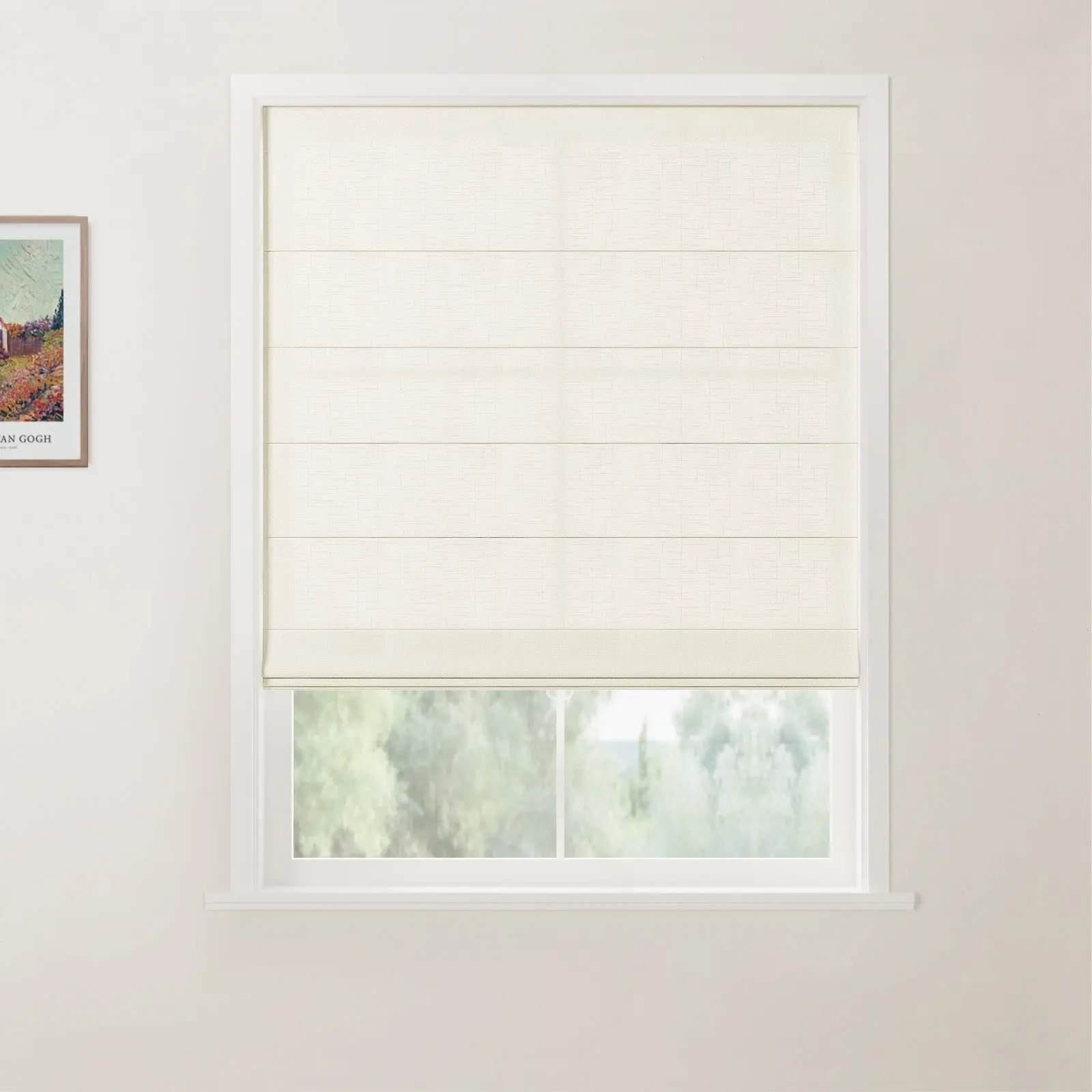 TWOPAGES Patti Linen Flat Fold Roman Shade Cordless - Image 51