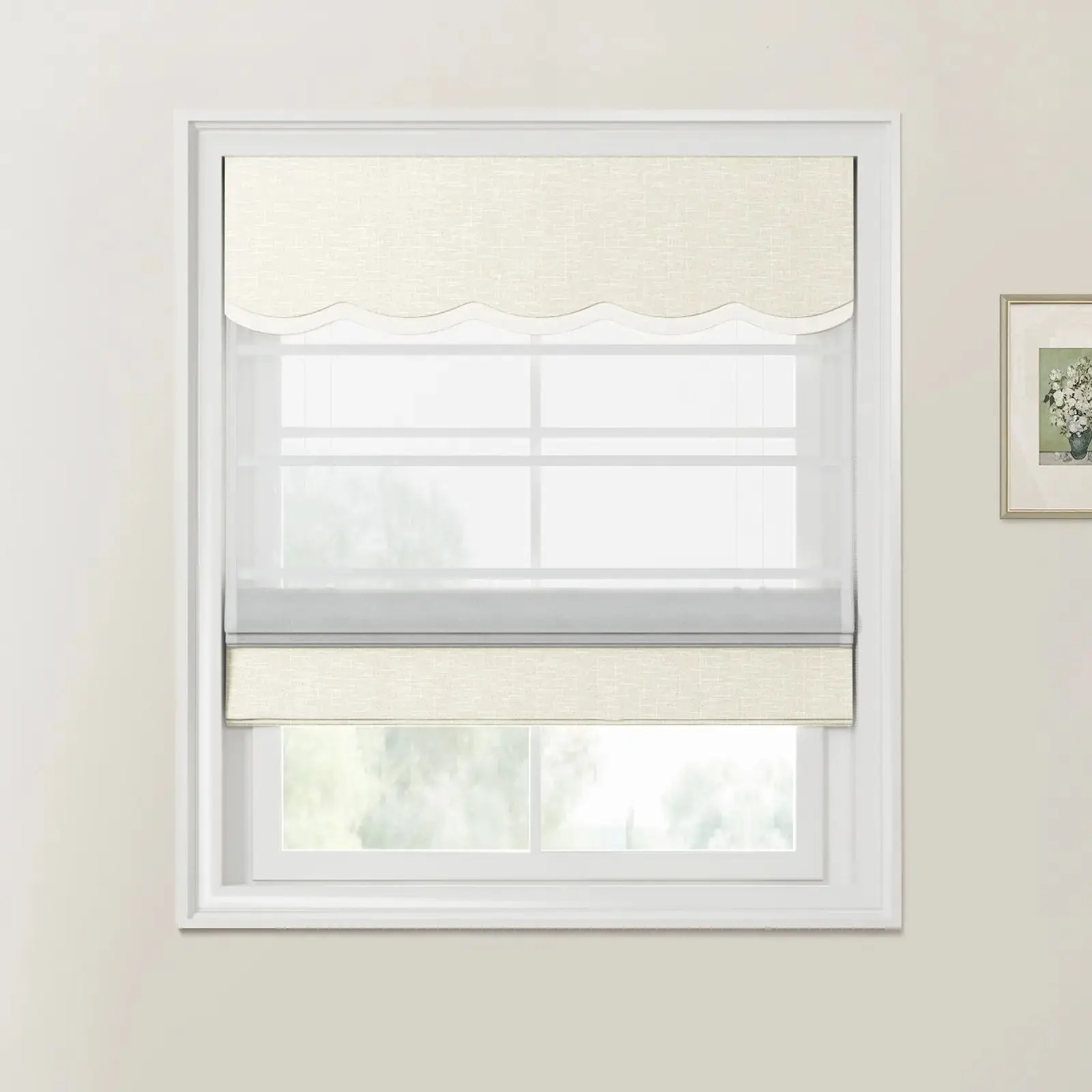 Custom Valanced Day Night Roman Shade Cord Lift - Image 48