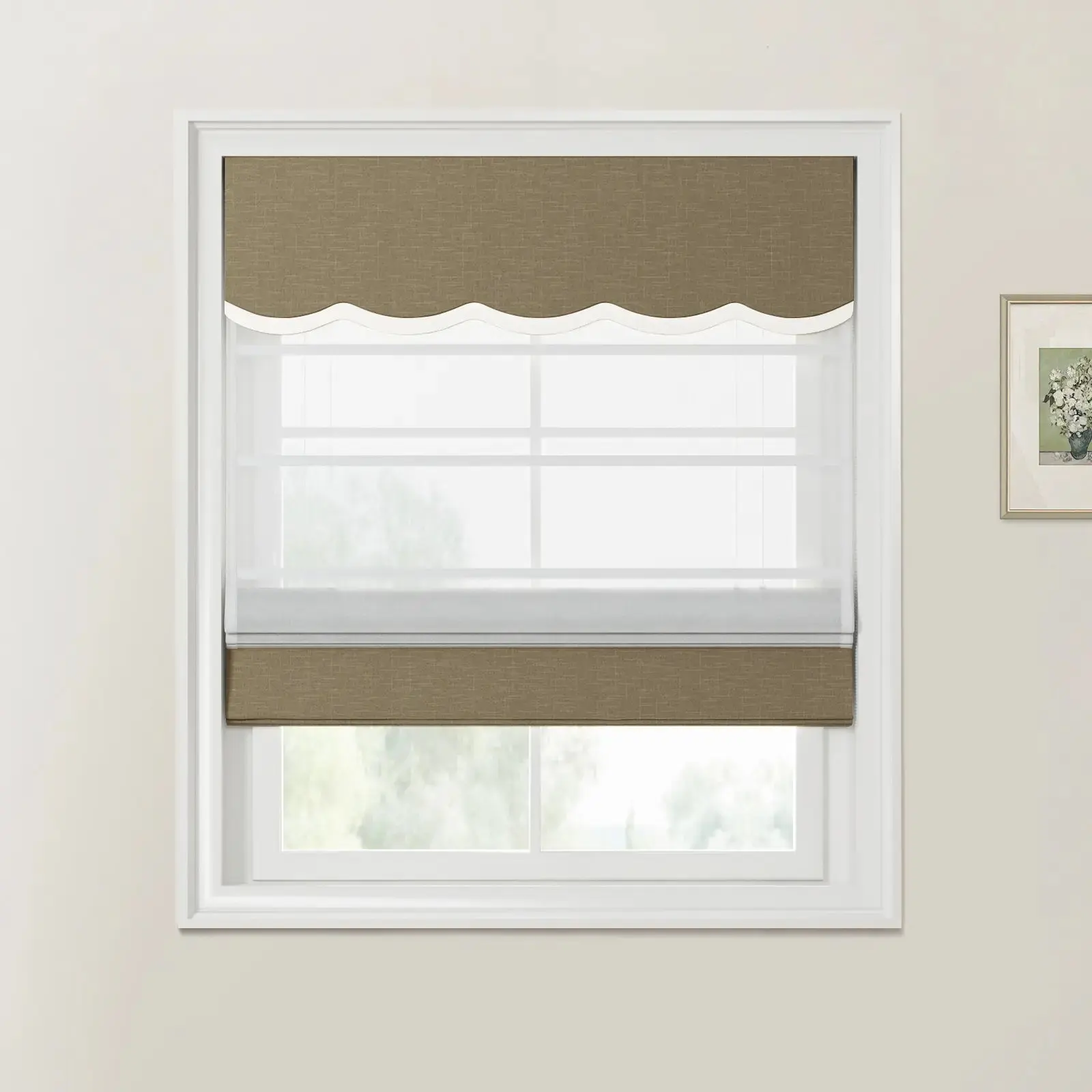 Custom Valanced Day Night Roman Shade Cord Lift - Image 49