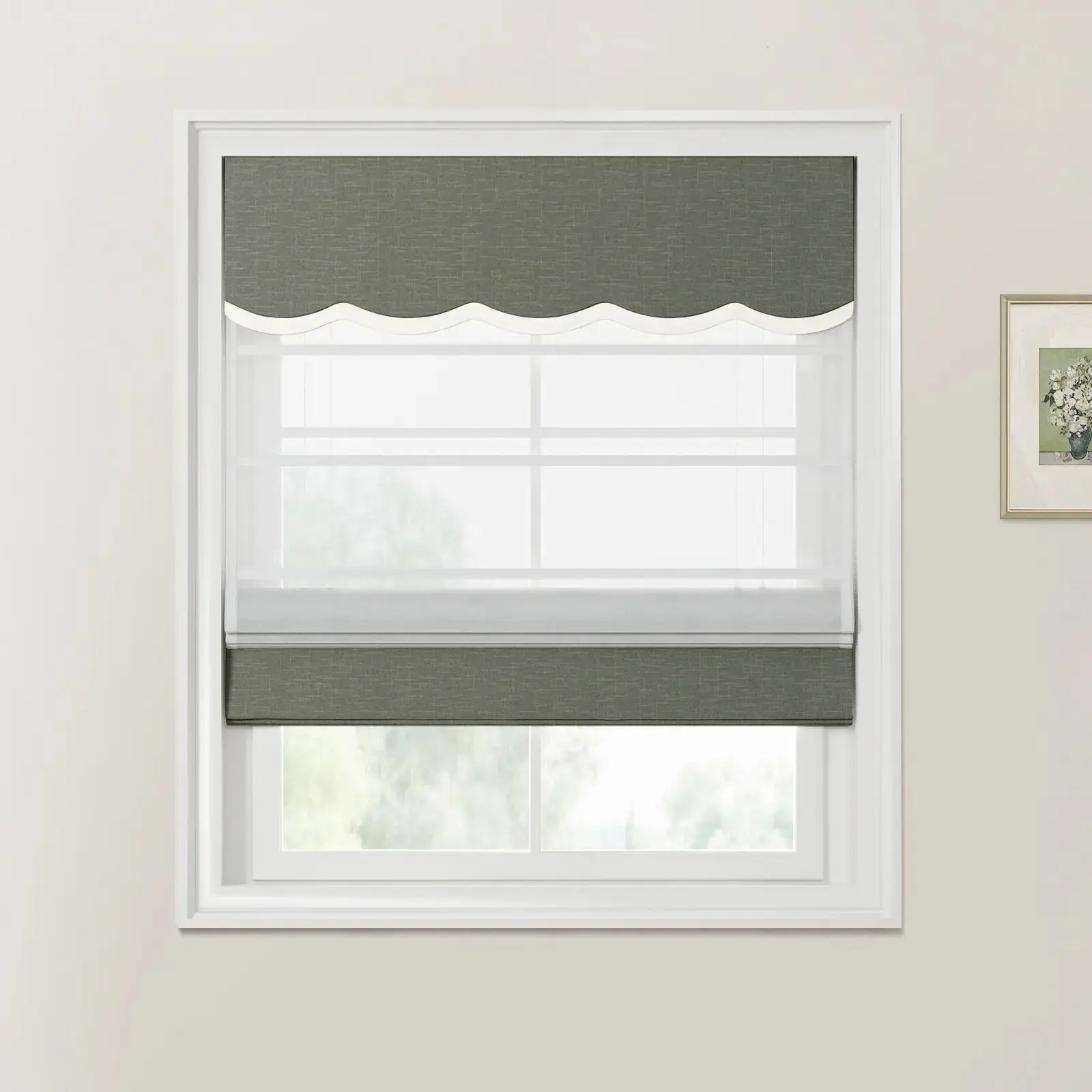Custom Valanced Day Night Roman Shade Cord Lift - Image 45