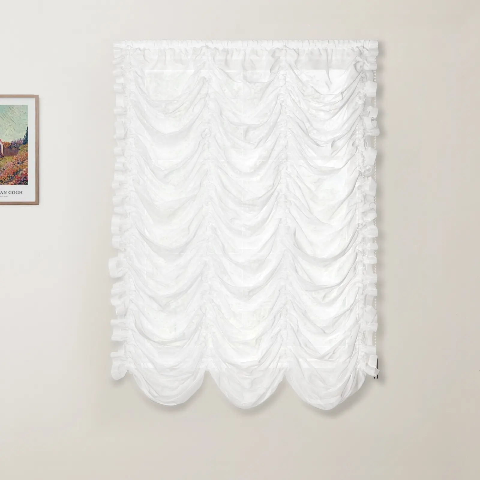 Pleated Austrian Sheer Roman Shade Cord Lift - Image 9