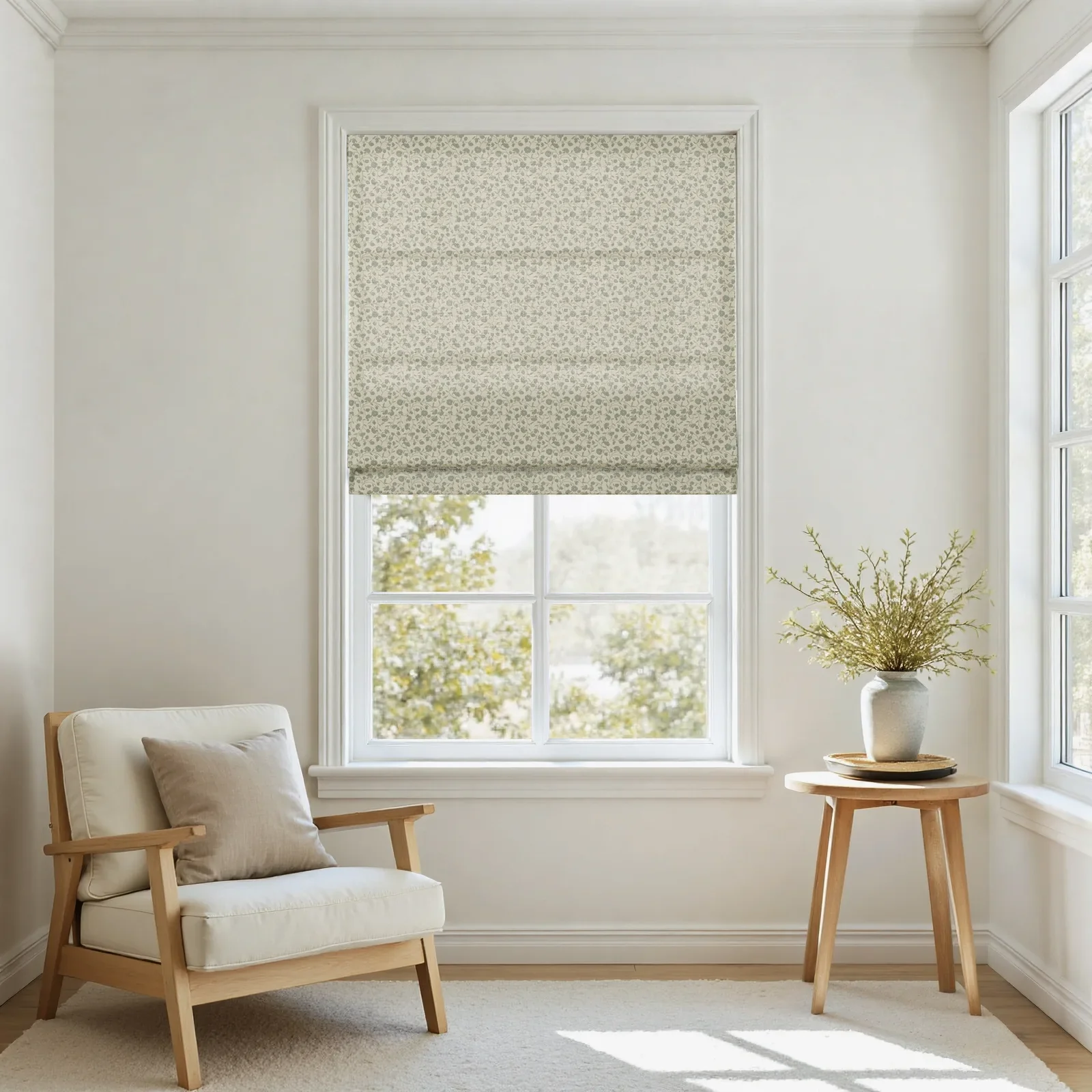 Rebecca Hughes Pattern Cotton Roman Shade Cordless - Image 6