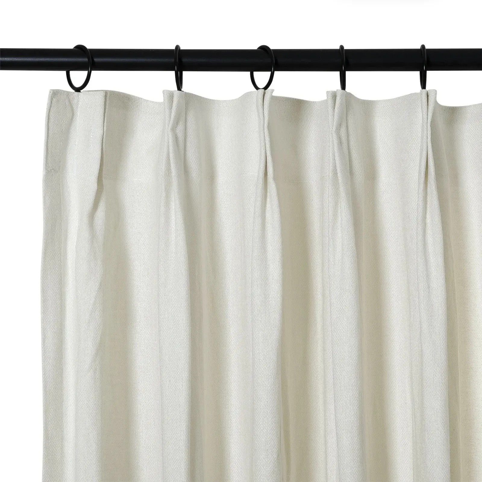 Ron Linen Herringbone Custom Curtain Pleated - Image 10