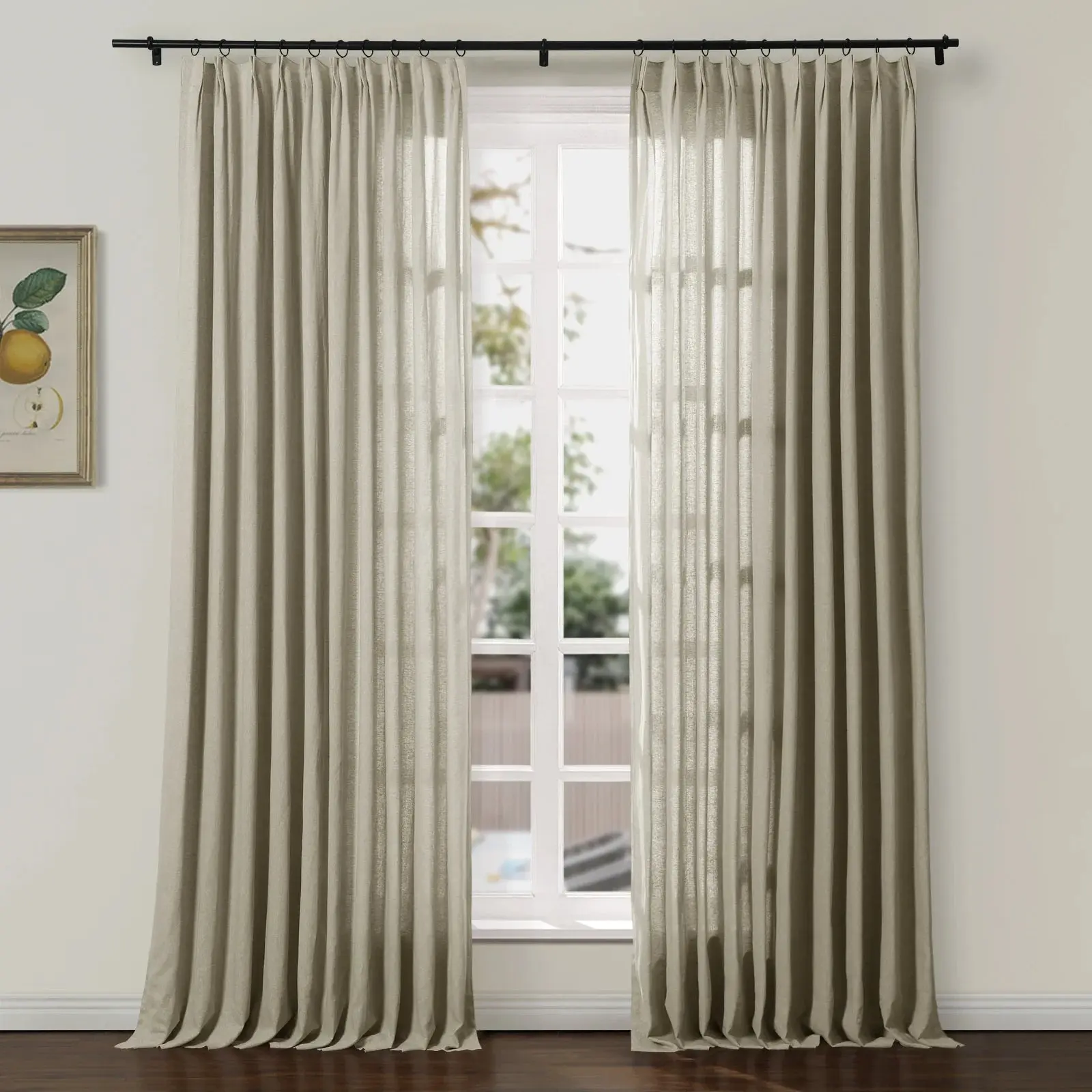 Ron Linen Herringbone Custom Curtain Pleated - Image 16