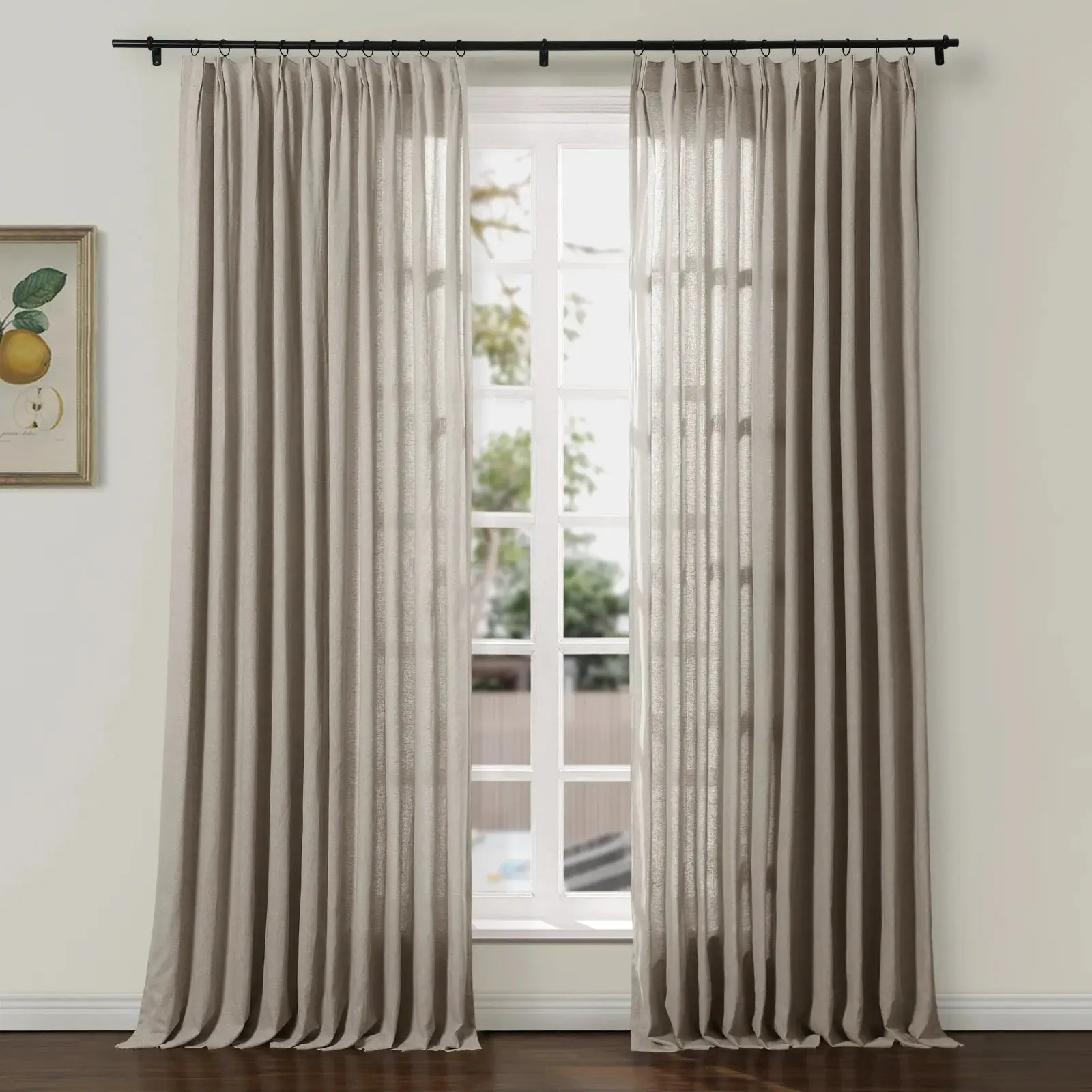 Ron Linen Herringbone Custom Curtain Pleated - Image 18