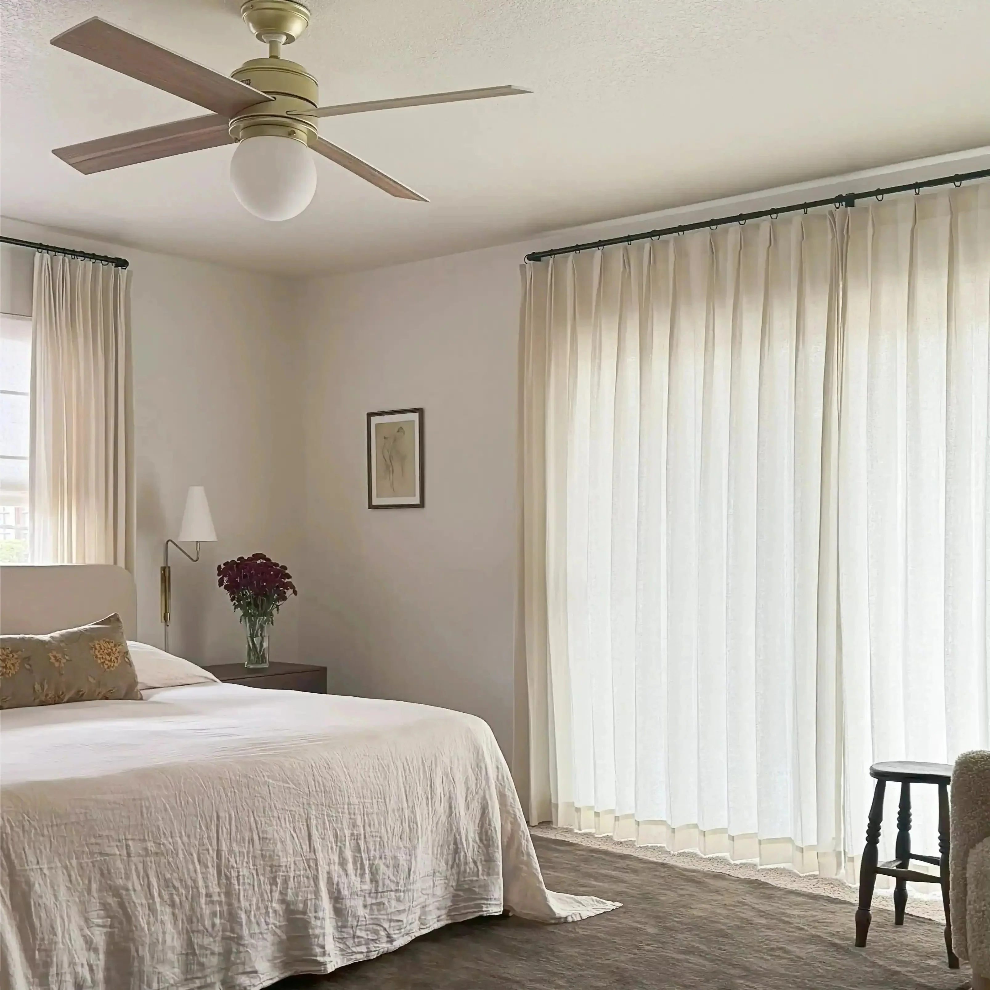Ron Linen Herringbone Custom Curtain Pleated - Image 3