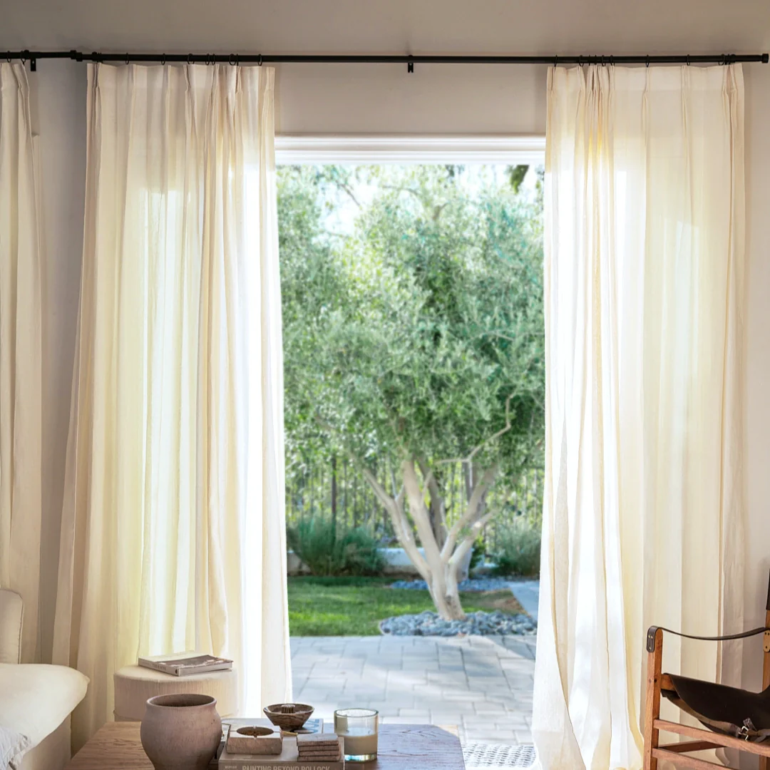 Ron Linen Herringbone Custom Curtain Pleated - Image 5