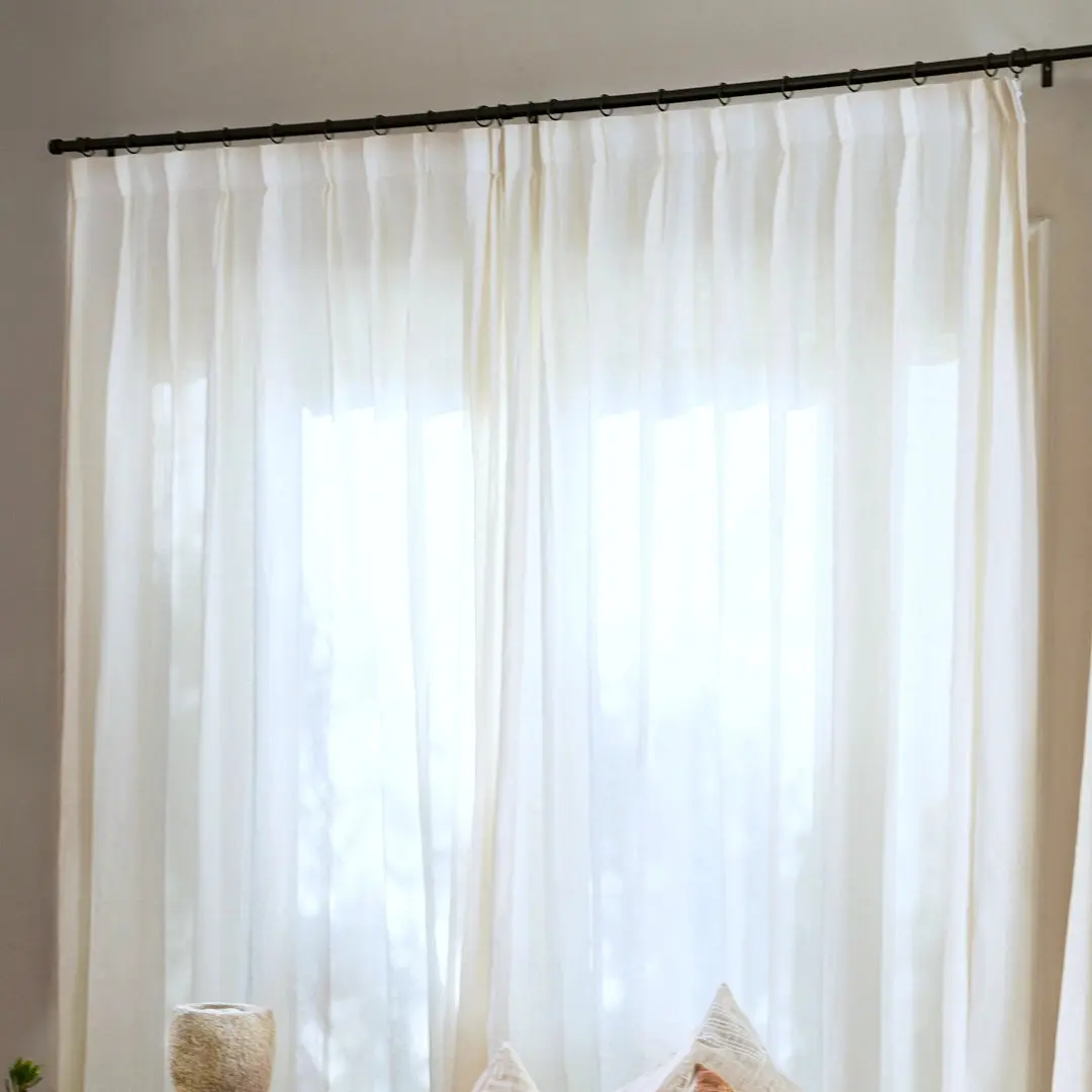 Ron Linen Herringbone Custom Curtain Pleated - Image 6