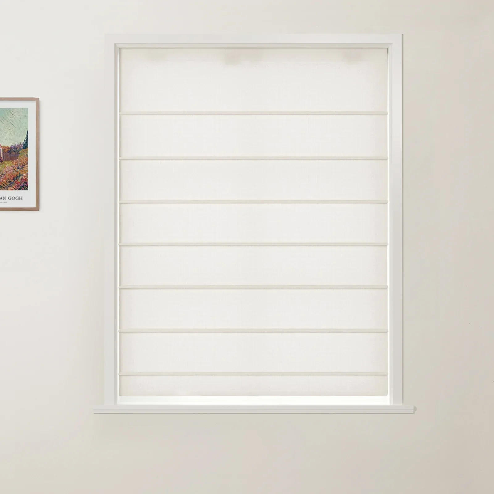 Ron Linen Cotton Herringbone Front Slat Roman Shade Cordless - Image 26