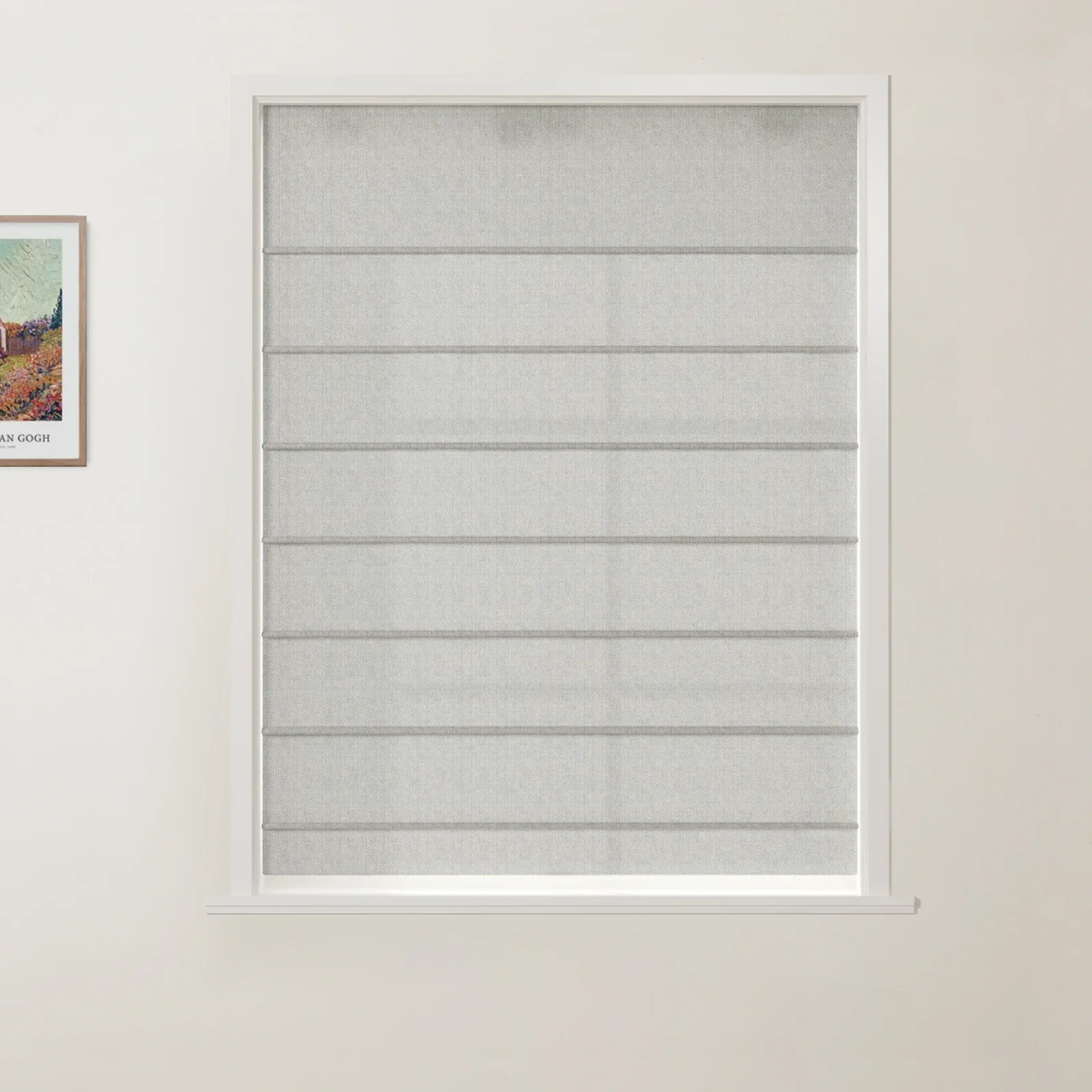 Ron Linen Cotton Herringbone Front Slat Roman Shade Cordless - Image 29