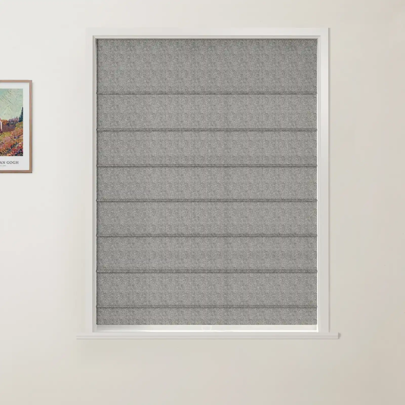 Ron Linen Cotton Herringbone Front Slat Roman Shade Cordless - Image 30