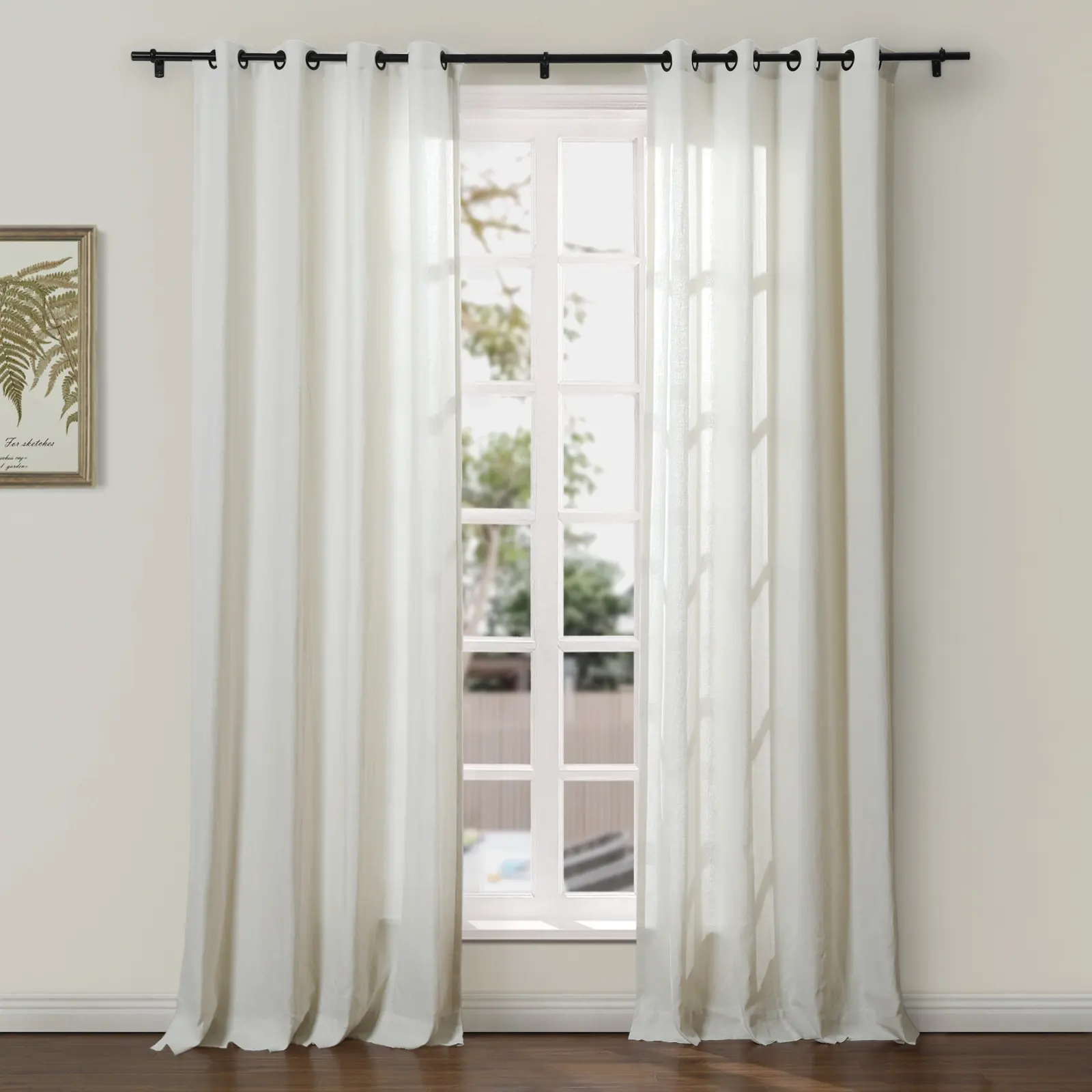 Ron Linen Cotton Herringbone Curtain Grommet
