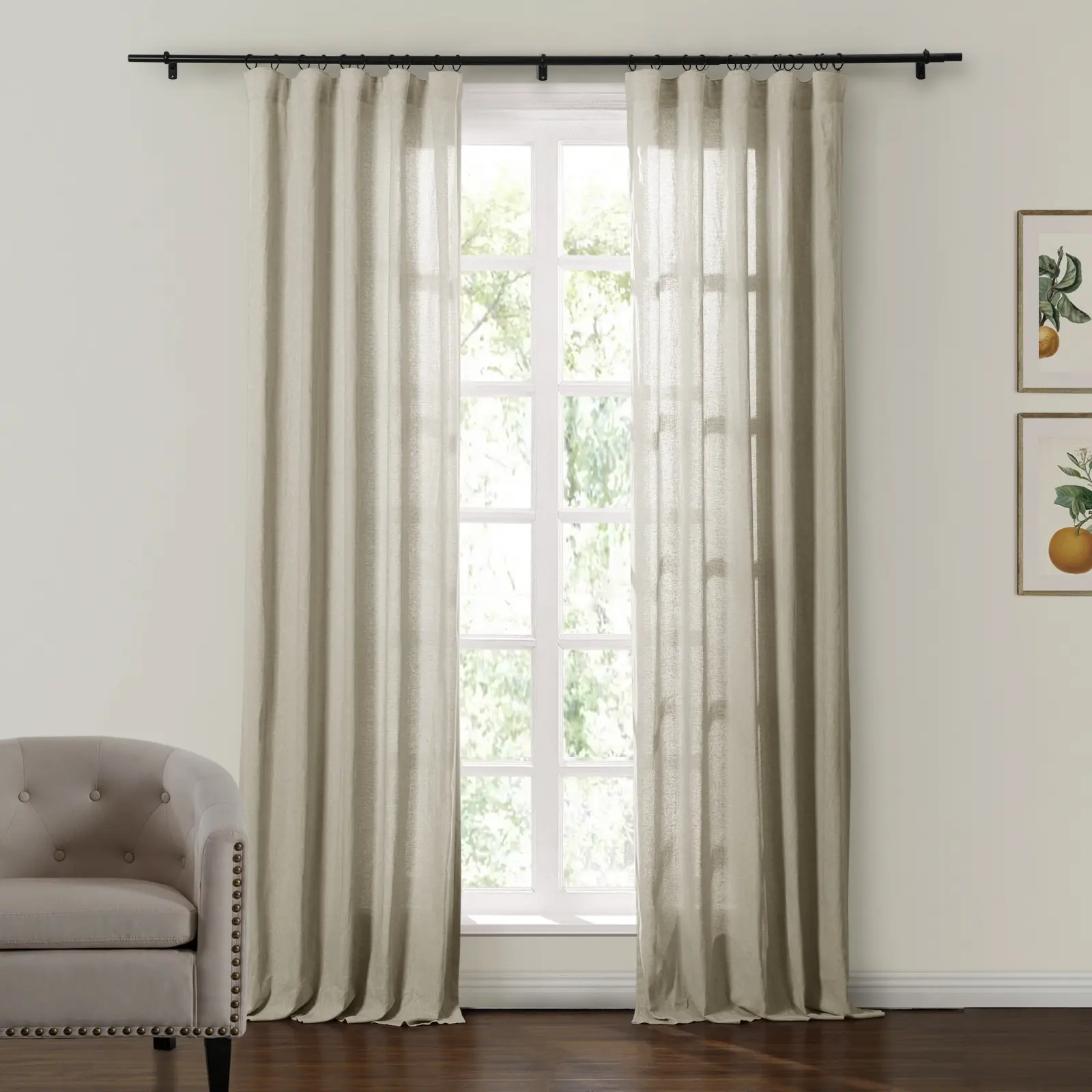 Ron Linen Cotton Herringbone Curtain Soft Top - Image 11