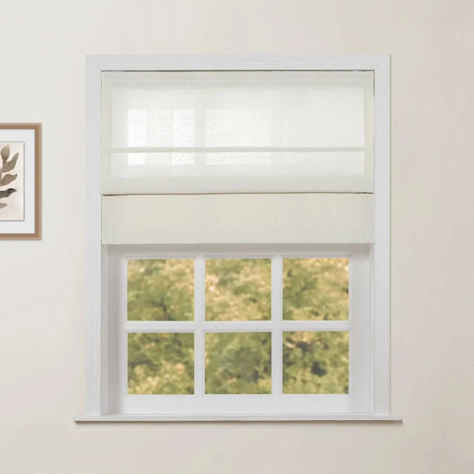 Ron Linen Cotton Herringbone Roman Shade Cord Lift - Image 3