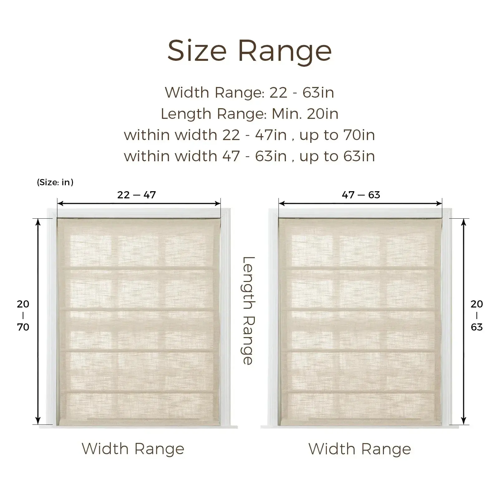 TWOPAGES Liz™ Linen Roman Shade Cordless Plus Size - Image 9