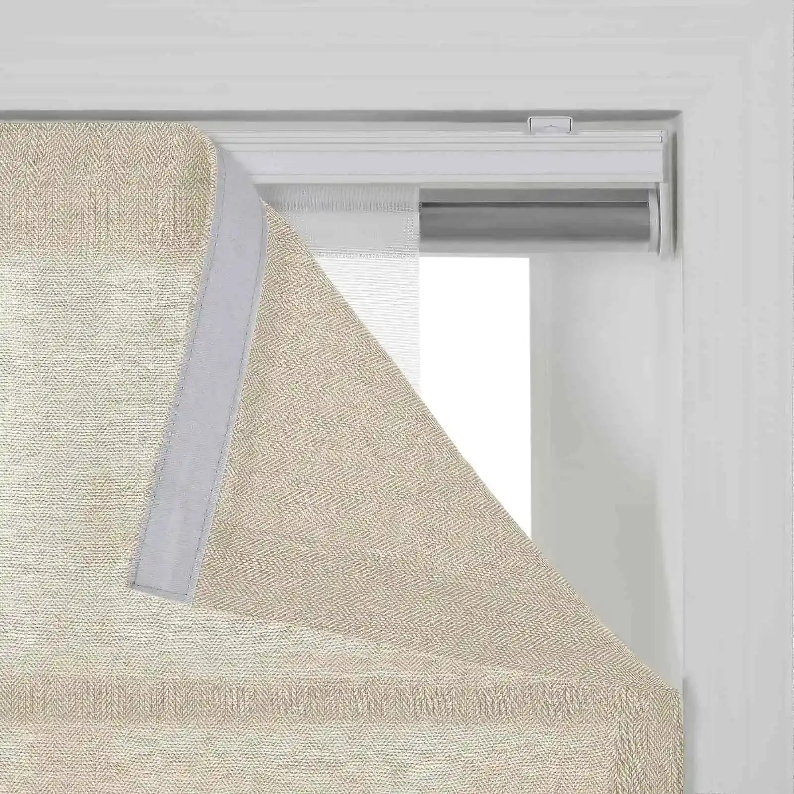 Ron Linen Cotton Herringbone Roman Shade Cordless - Image 23