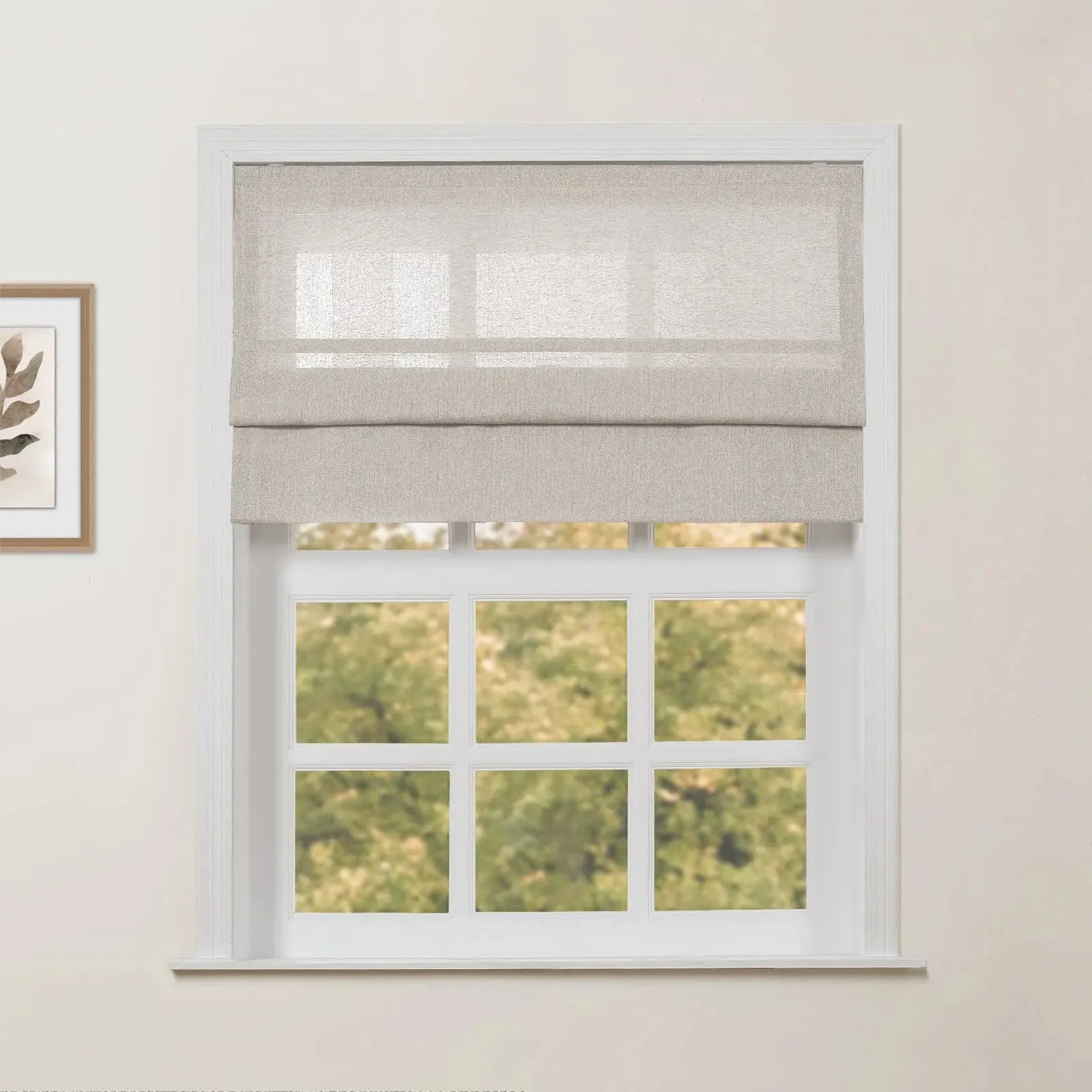 Ron Linen Cotton Herringbone Roman Shade Cordless - Image 5