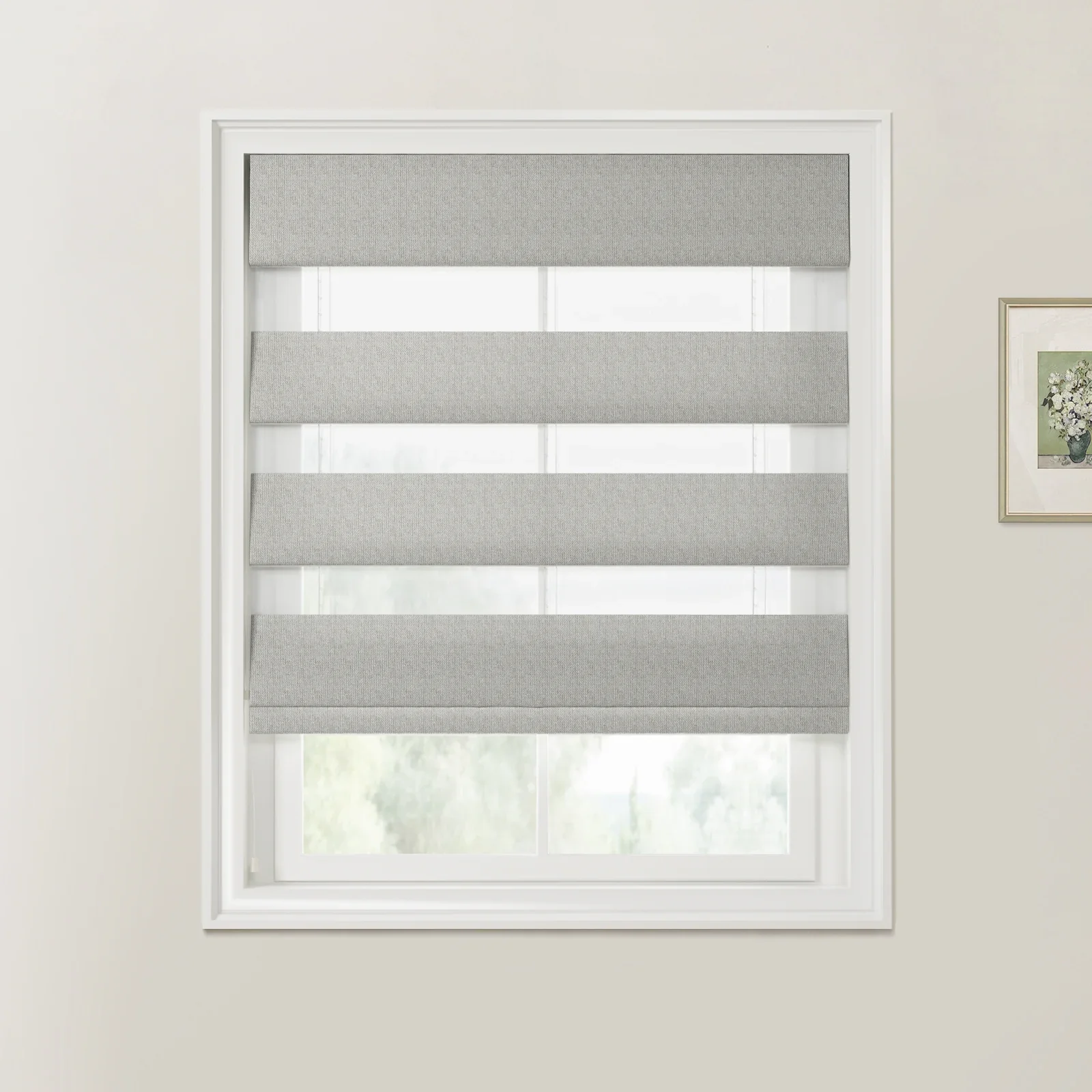 Ron Herringbone Texture Zebra Roman Blinds Cord Lift - Image 36