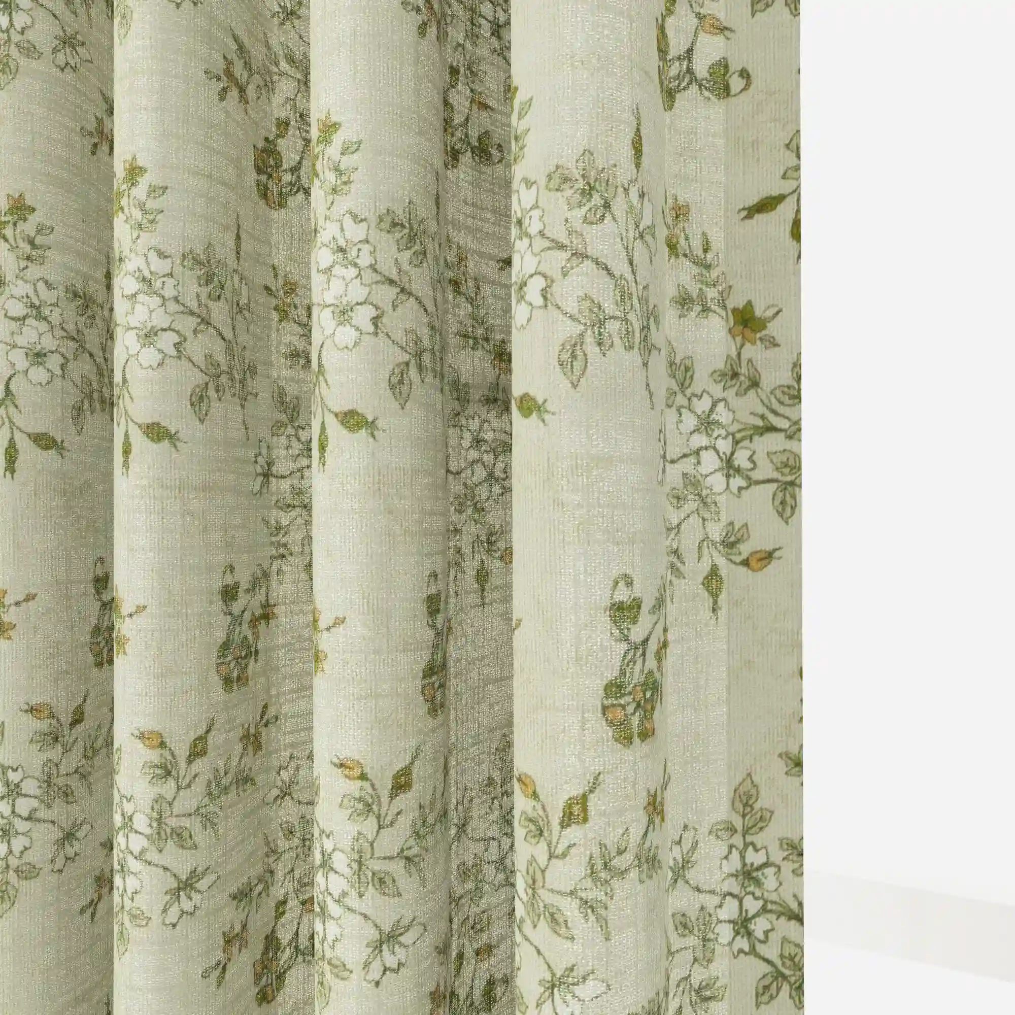 Sara Le Linen Porcelain Floral Print Pinch Pleat Curtain Unlined - Image 3