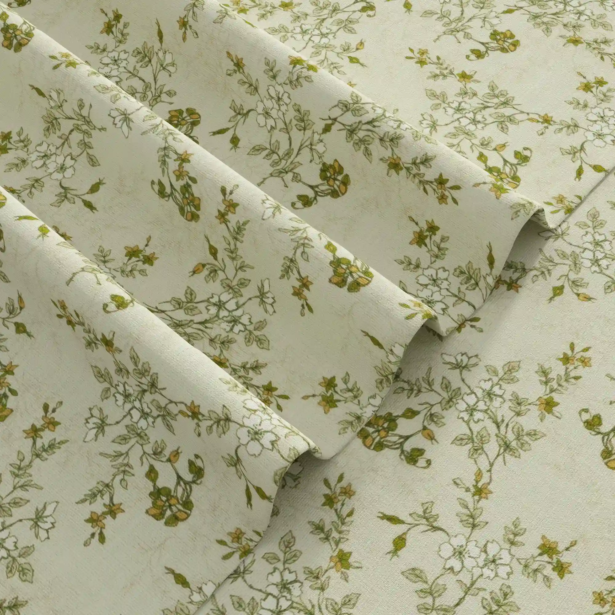 Sara Le Linen Porcelain Floral Print Pinch Pleat Curtain Unlined - Image 4