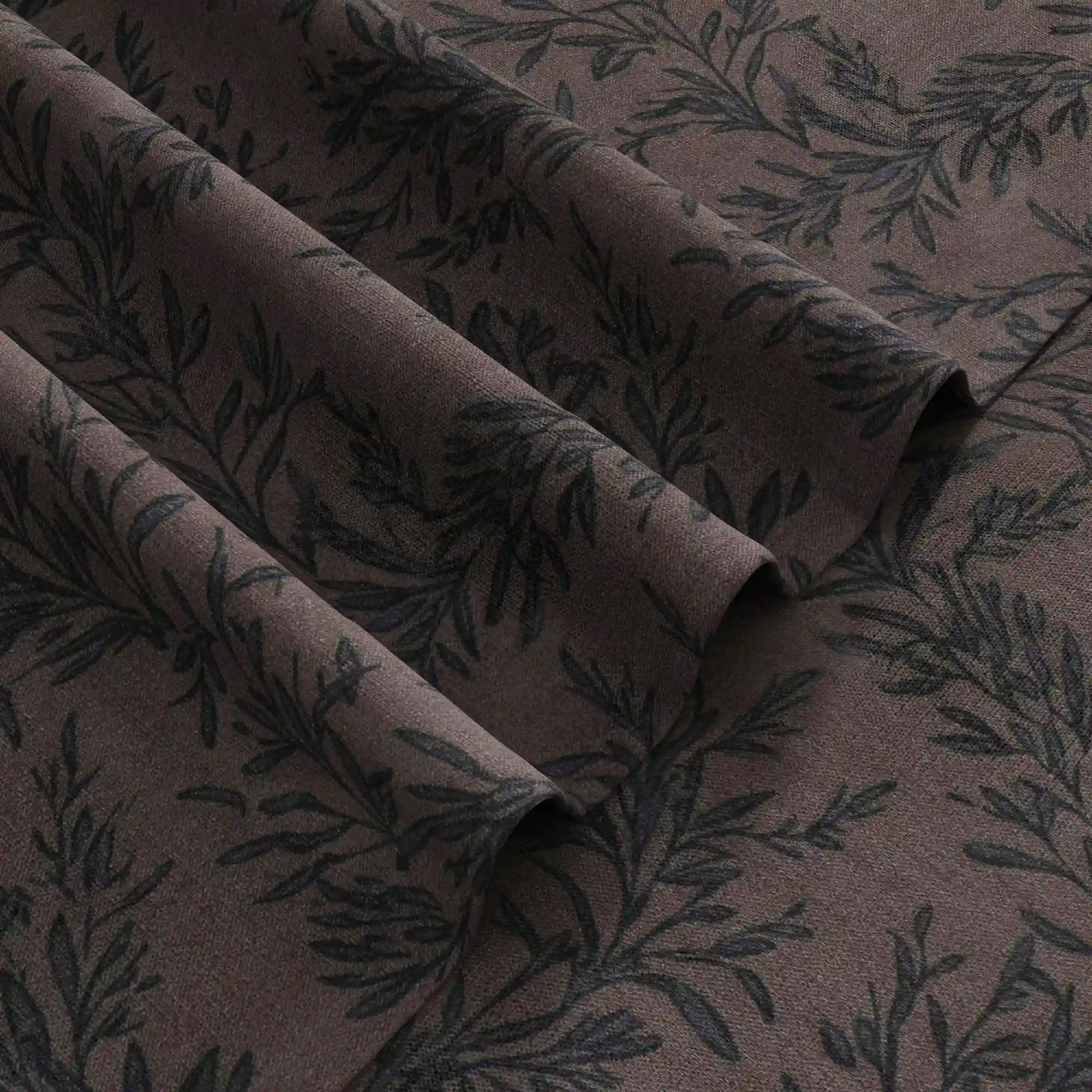 Sara Le Linen Wine Leaves Print Pinch Pleat Curtain Unlined - Image 4