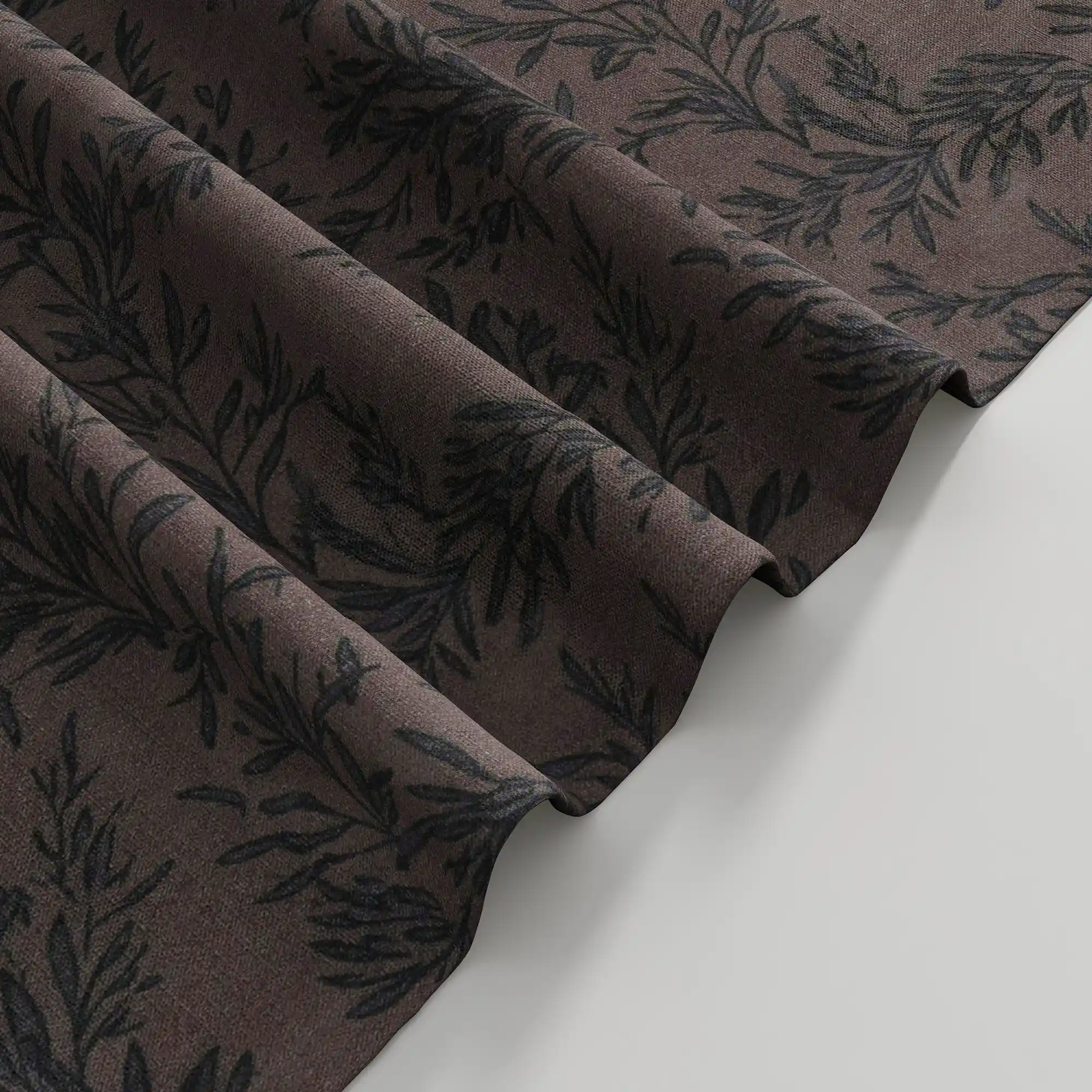 Sara Le Linen Wine Leaves Print Pinch Pleat Curtain Unlined - Image 5