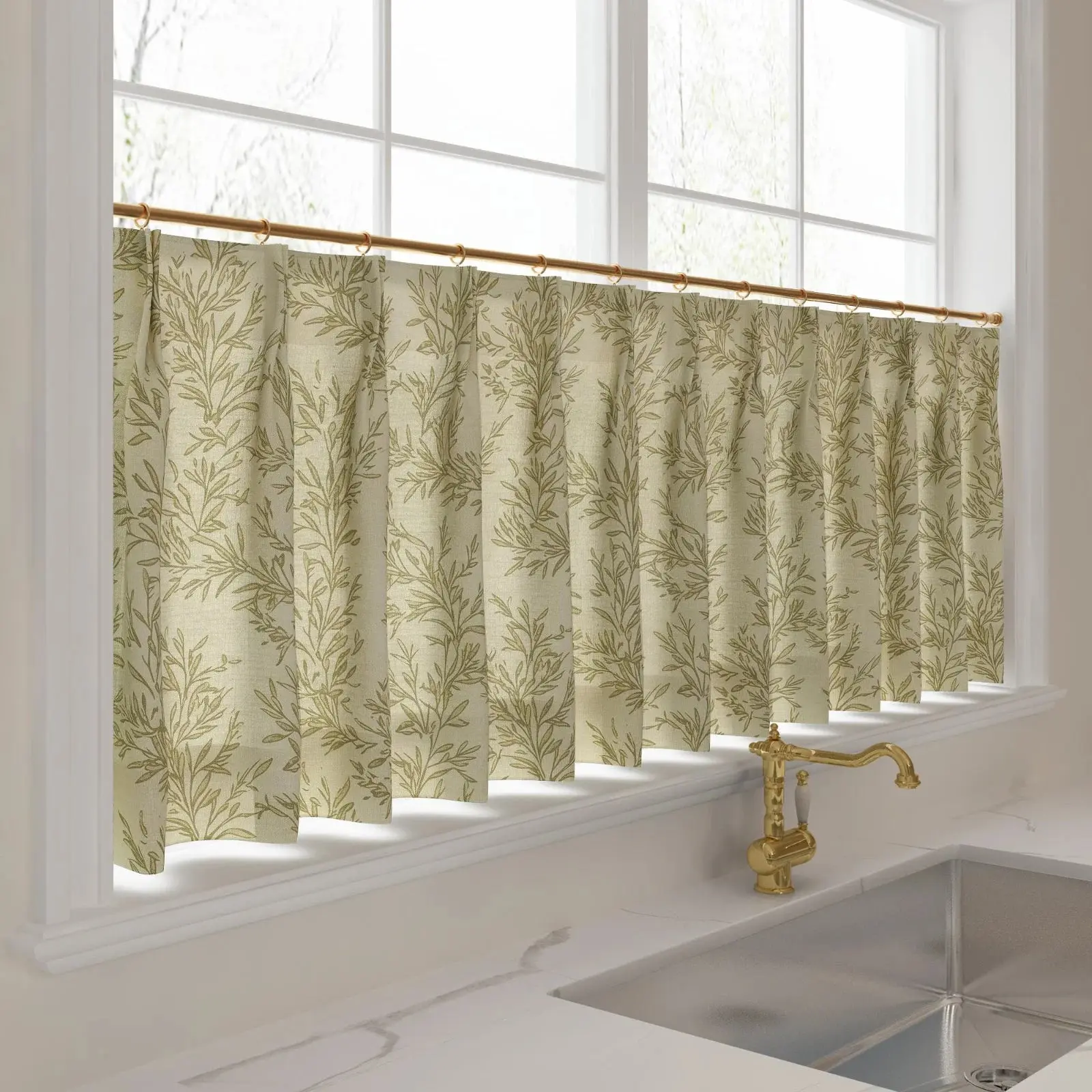 Sara Le Print Linen Pleated Cafe Curtains - Image 19