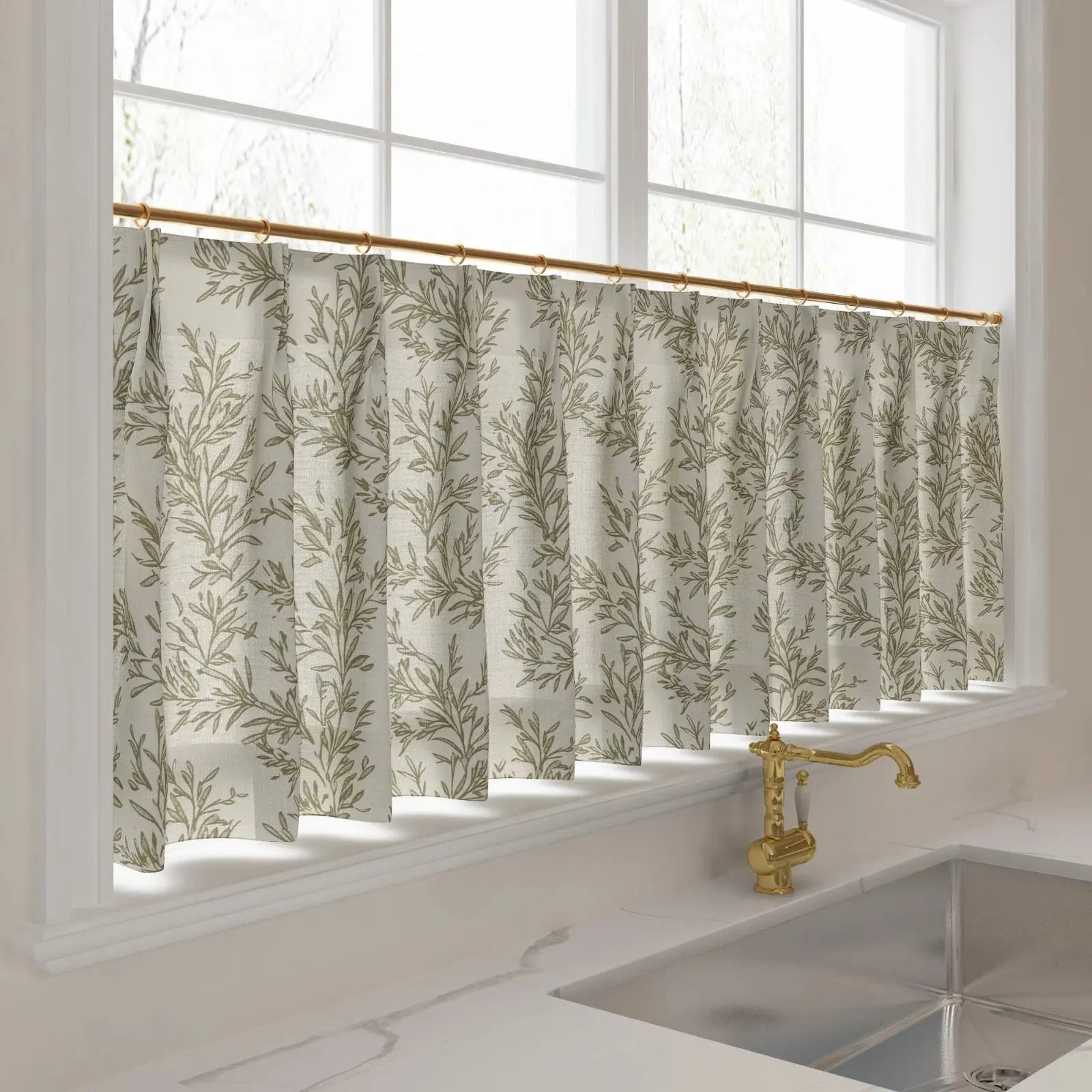 Sara Le Print Linen Pleated Cafe Curtains - Image 22