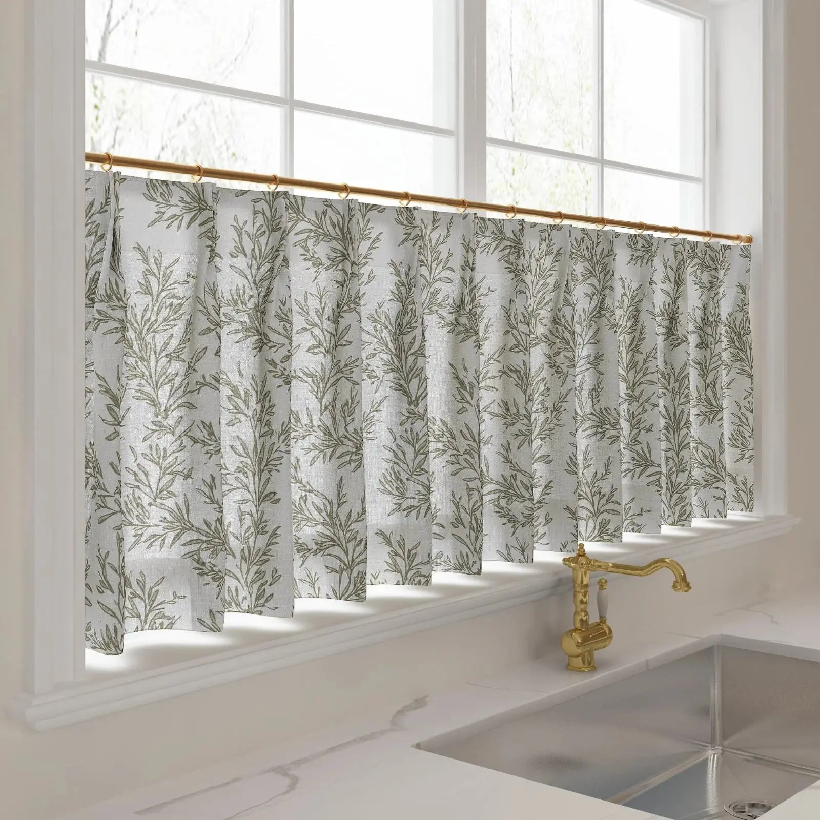 Sara Le Print Linen Pleated Cafe Curtains - Image 34
