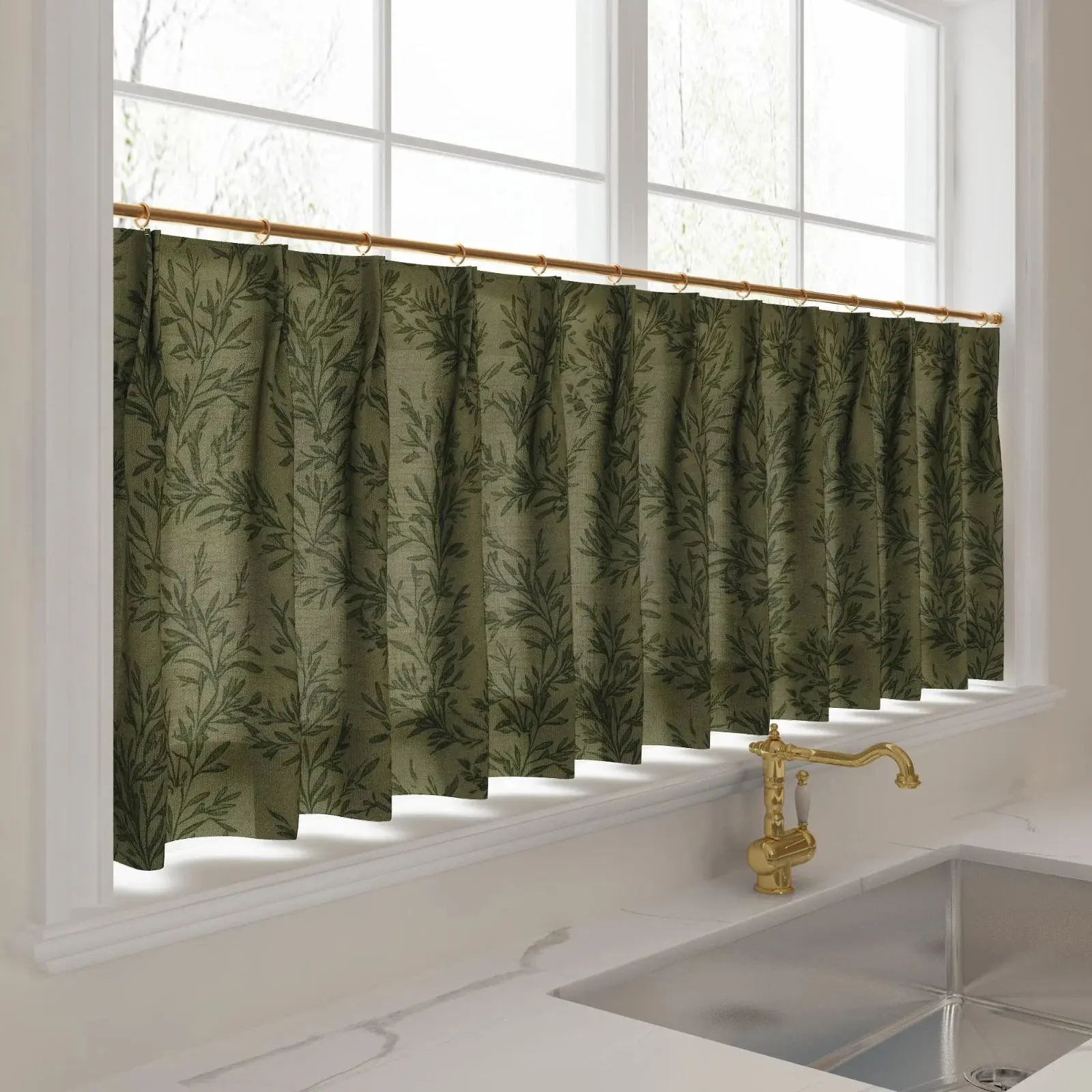 Sara Le Print Linen Pleated Cafe Curtains - Image 40