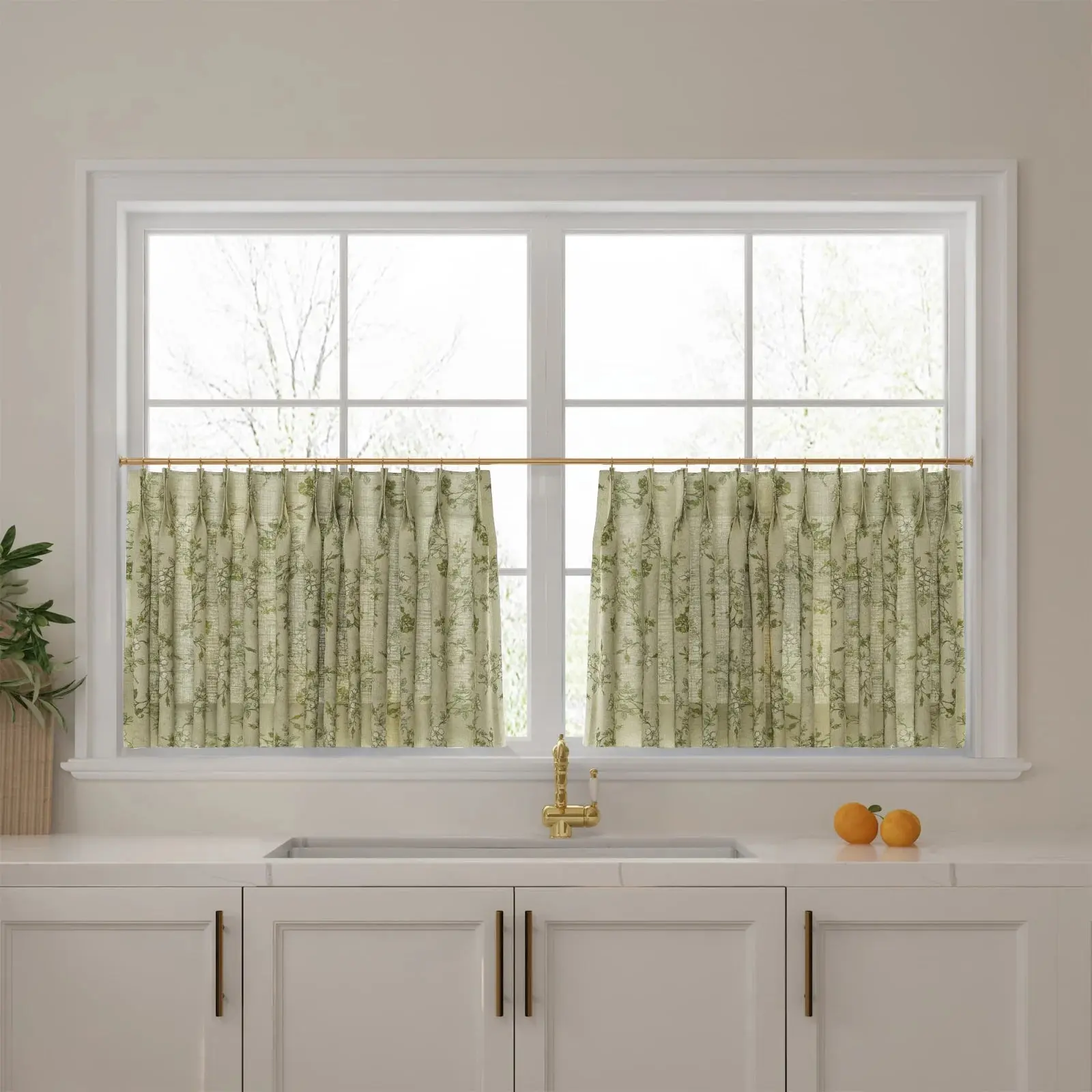 Sara Le Print Linen Pleated Cafe Curtains - Image 56