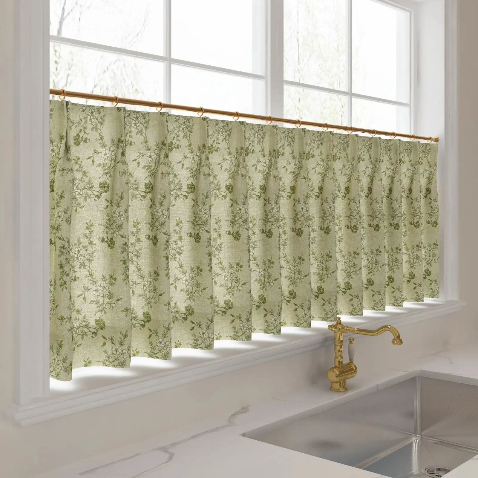 Sara Le Print Linen Pleated Cafe Curtains - Image 58
