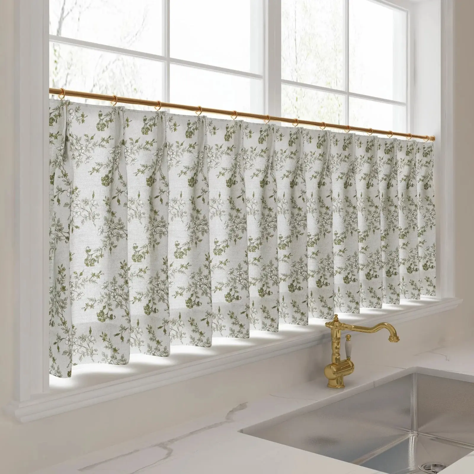 Sara Le Print Linen Pleated Cafe Curtains - Image 61