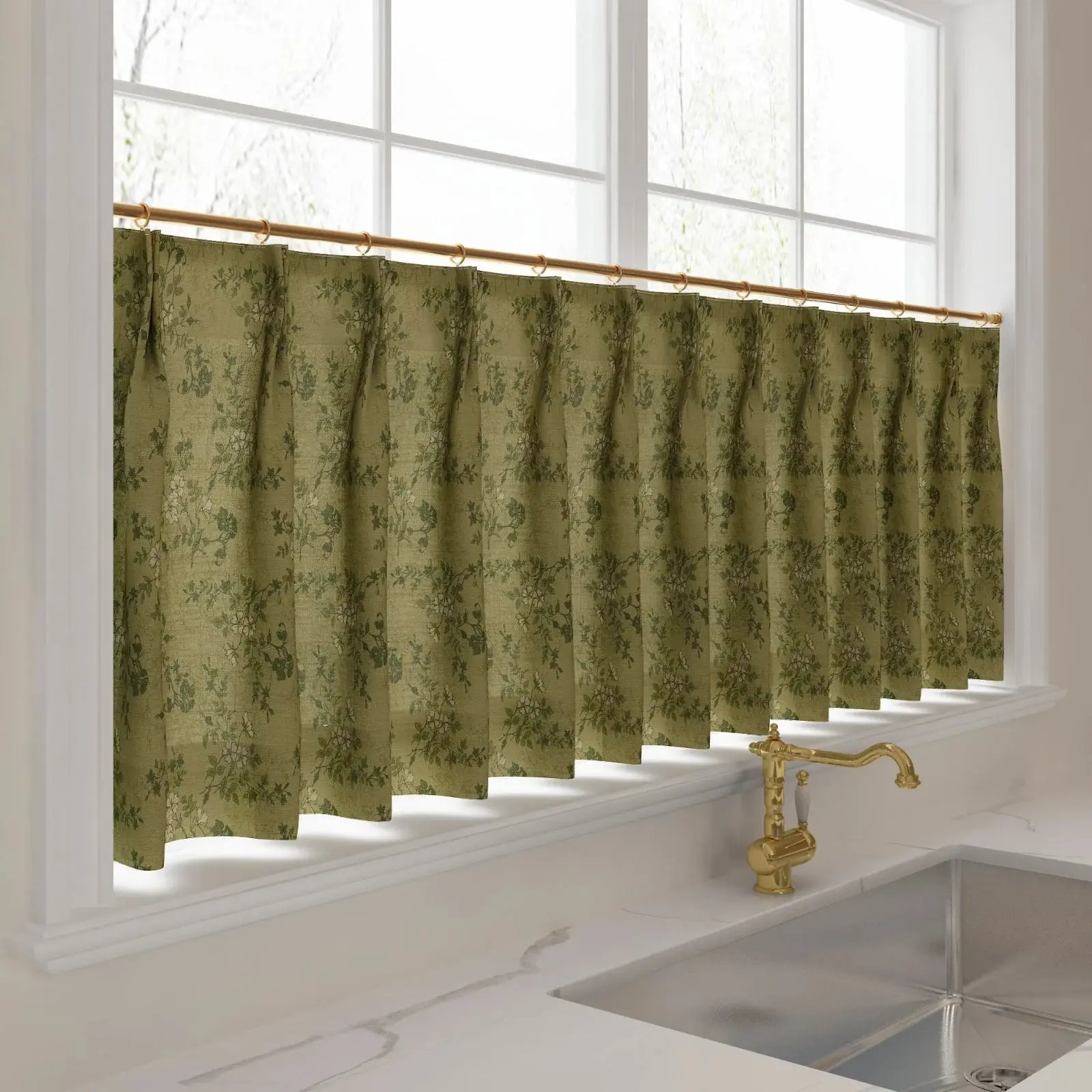 Sara Le Print Linen Pleated Cafe Curtains - Image 64