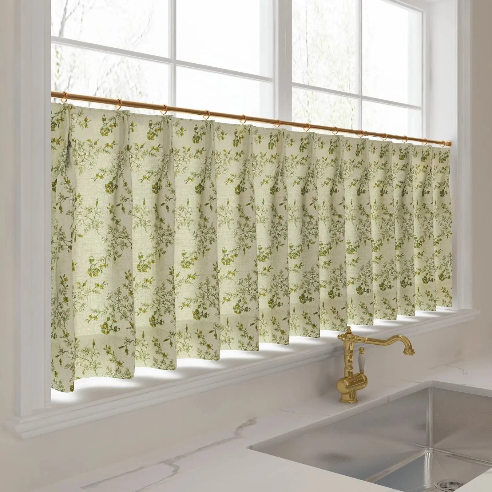 Sara Le Print Linen Pleated Cafe Curtains - Image 70