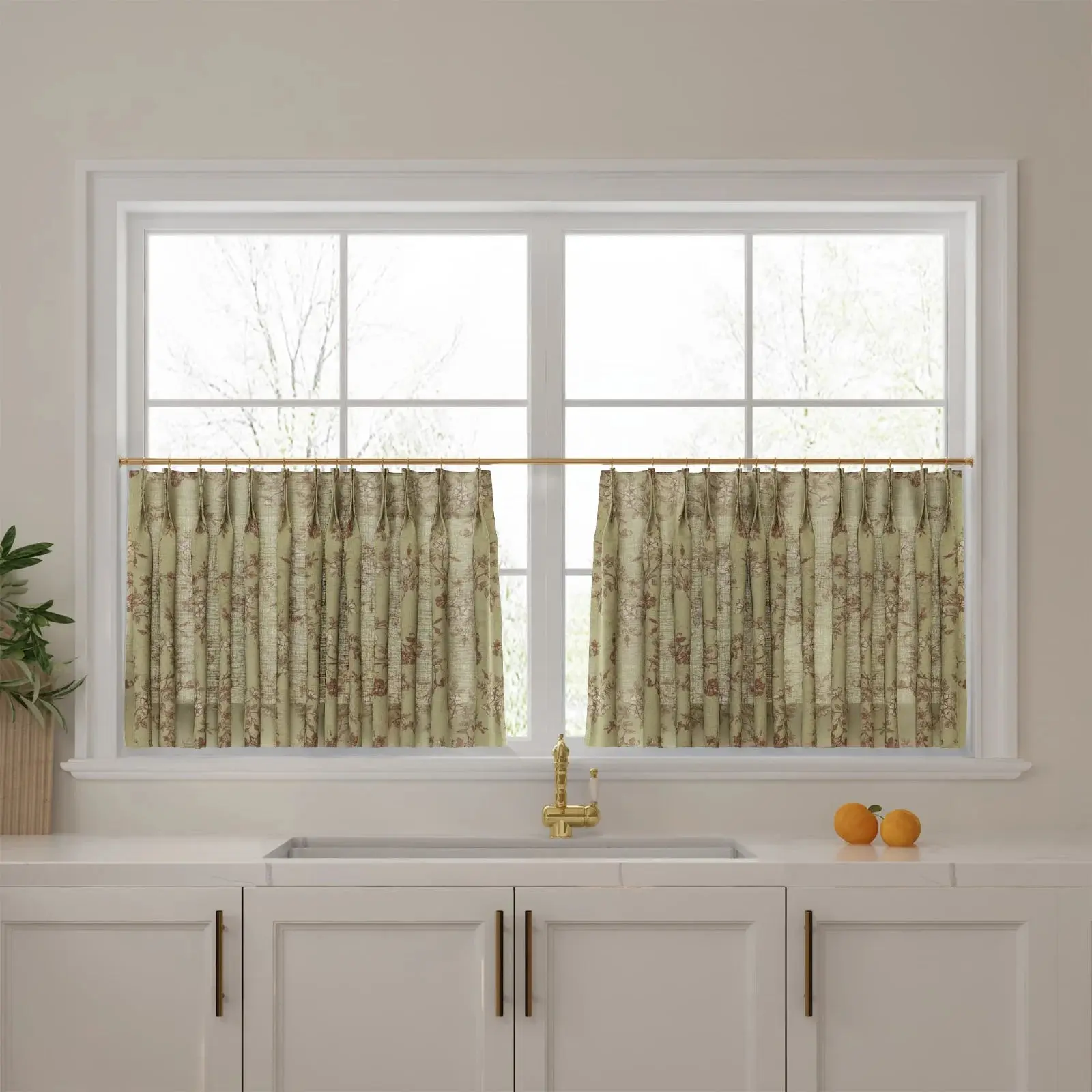Sara Le Print Linen Pleated Cafe Curtains - Image 71