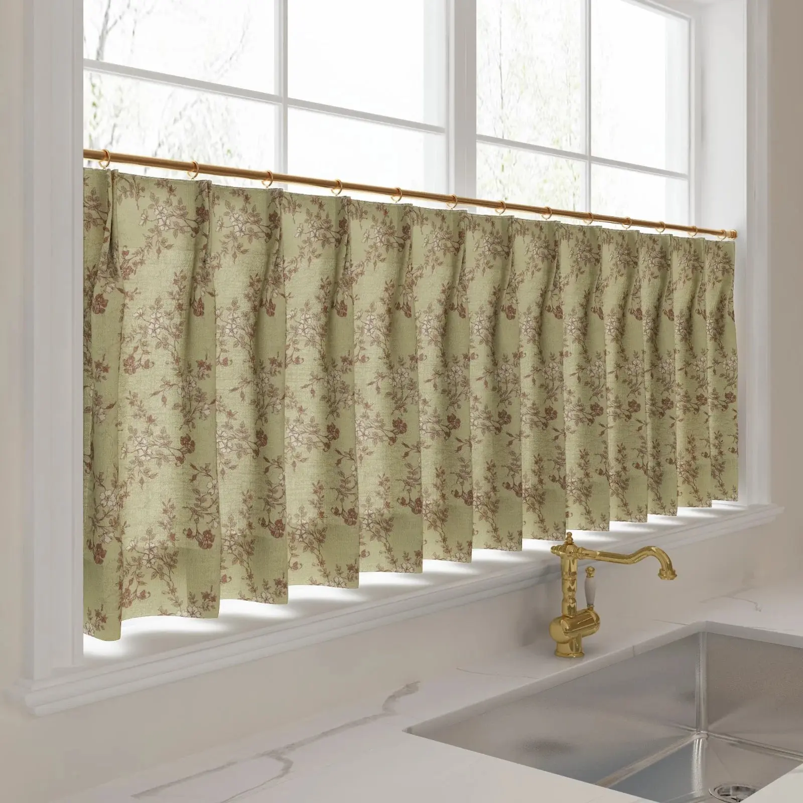 Sara Le Print Linen Pleated Cafe Curtains - Image 73