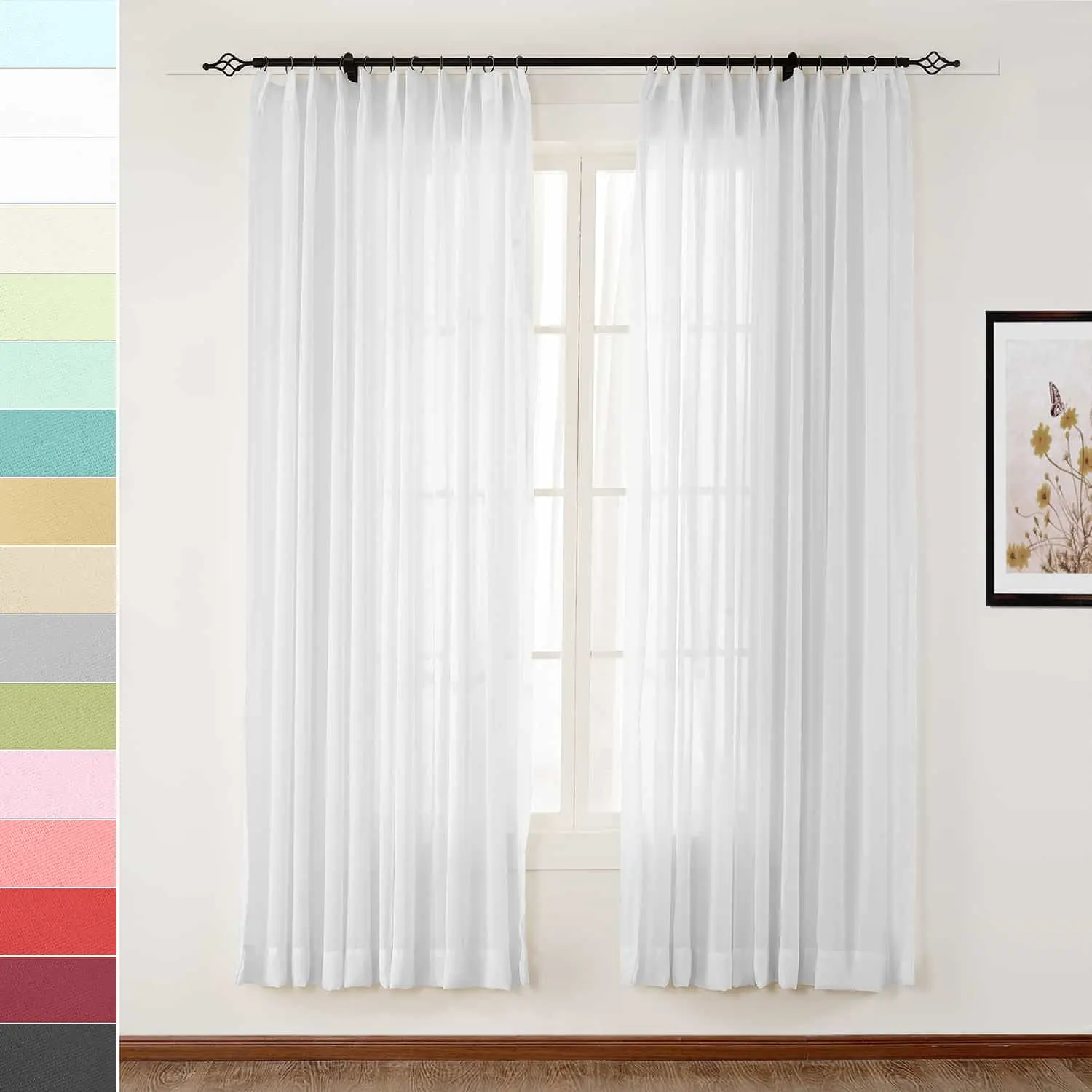 Scandina Solid Voile Sheer Curtain Pleated - Image 16