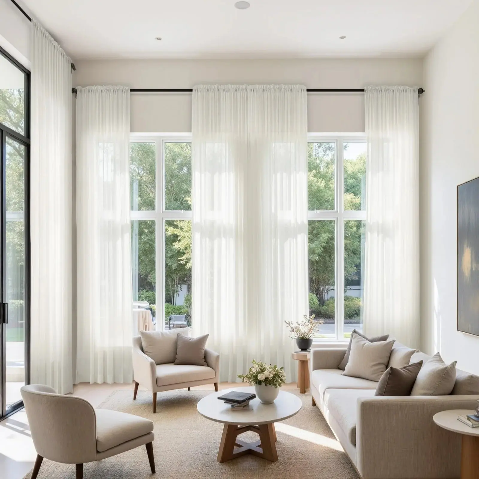 Scandina Solid Voile Sheer Curtain Soft Top - Image 3