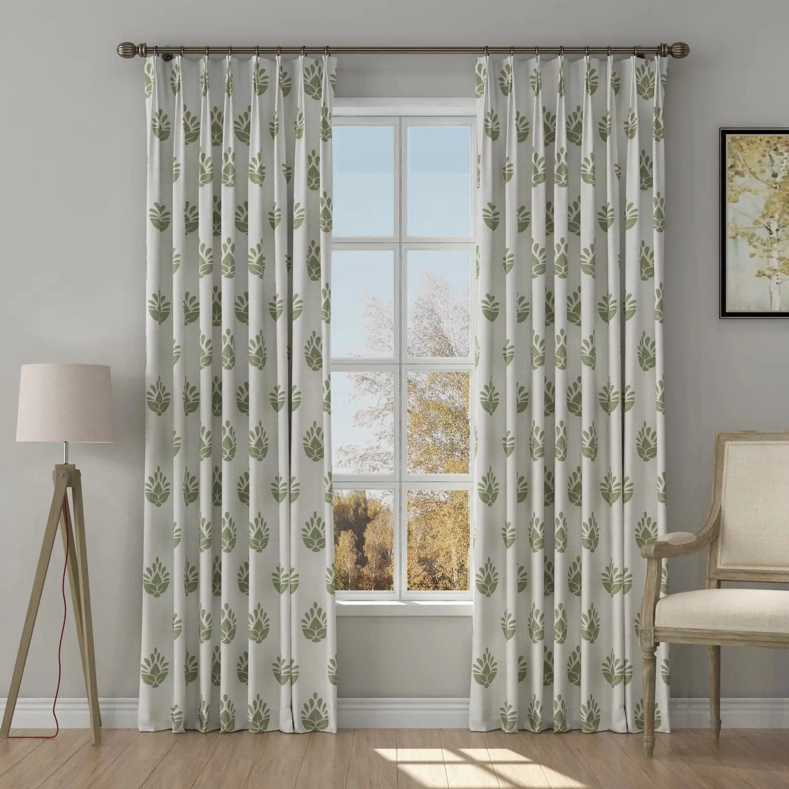 Stefana Silber Print Linen Drapery Pinch Pleat with Unlined - Image 13