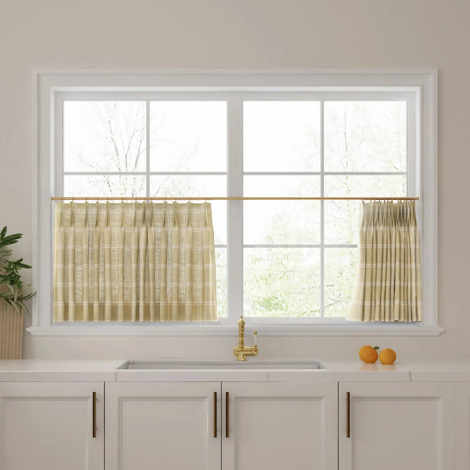 Stefana Silber Print Linen Pleated Cafe Curtains - Image 31