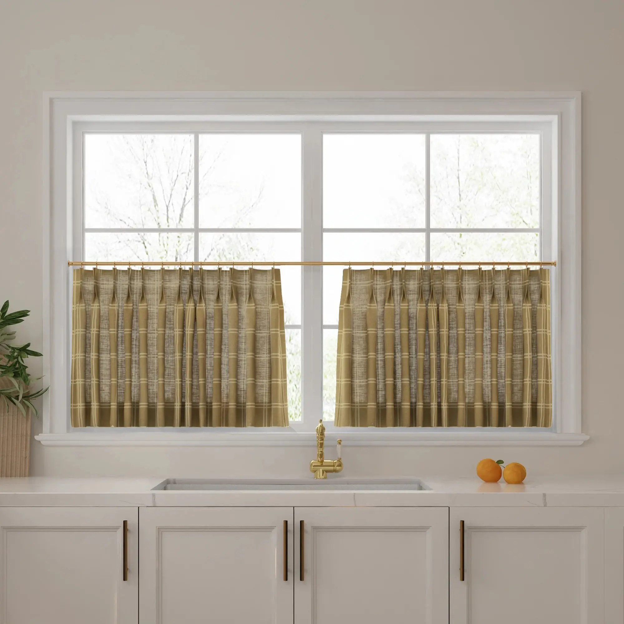 Stefana Silber Print Linen Pleated Cafe Curtains - Image 35