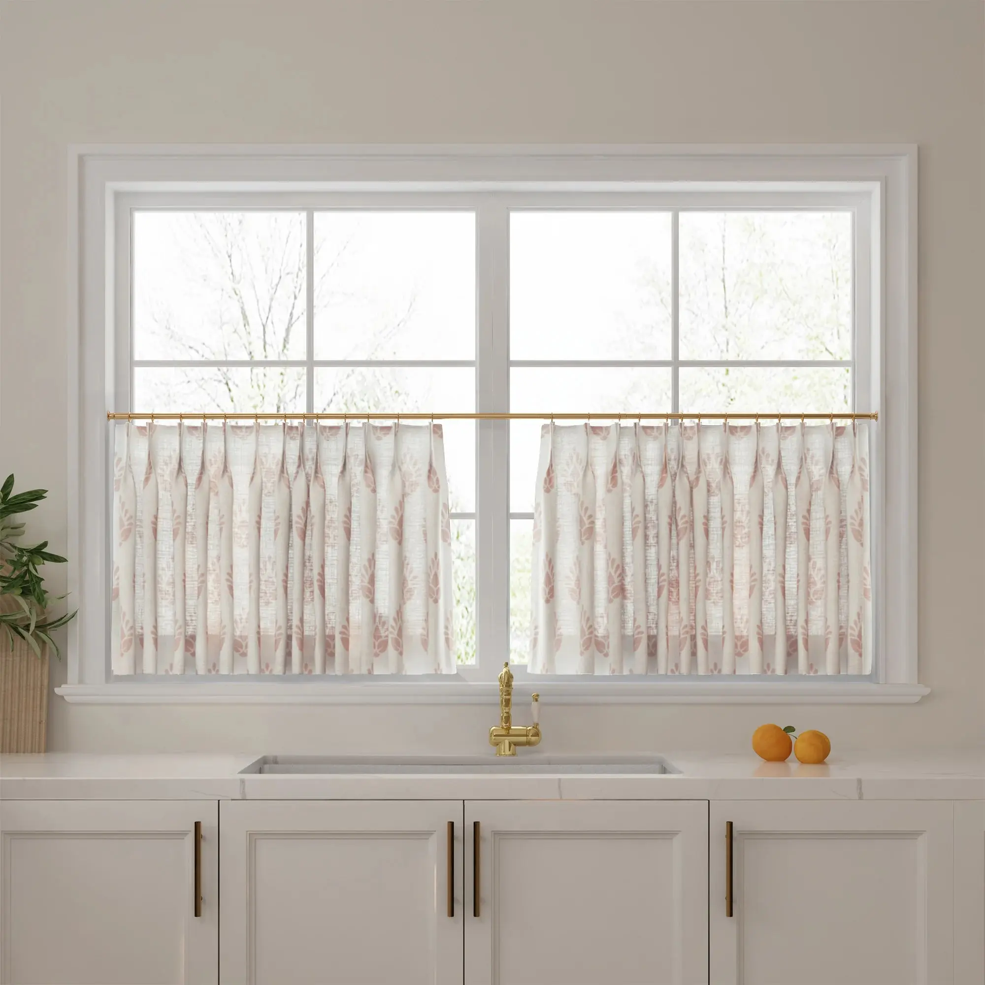Stefana Silber Print Linen Pleated Cafe Curtains - Image 44
